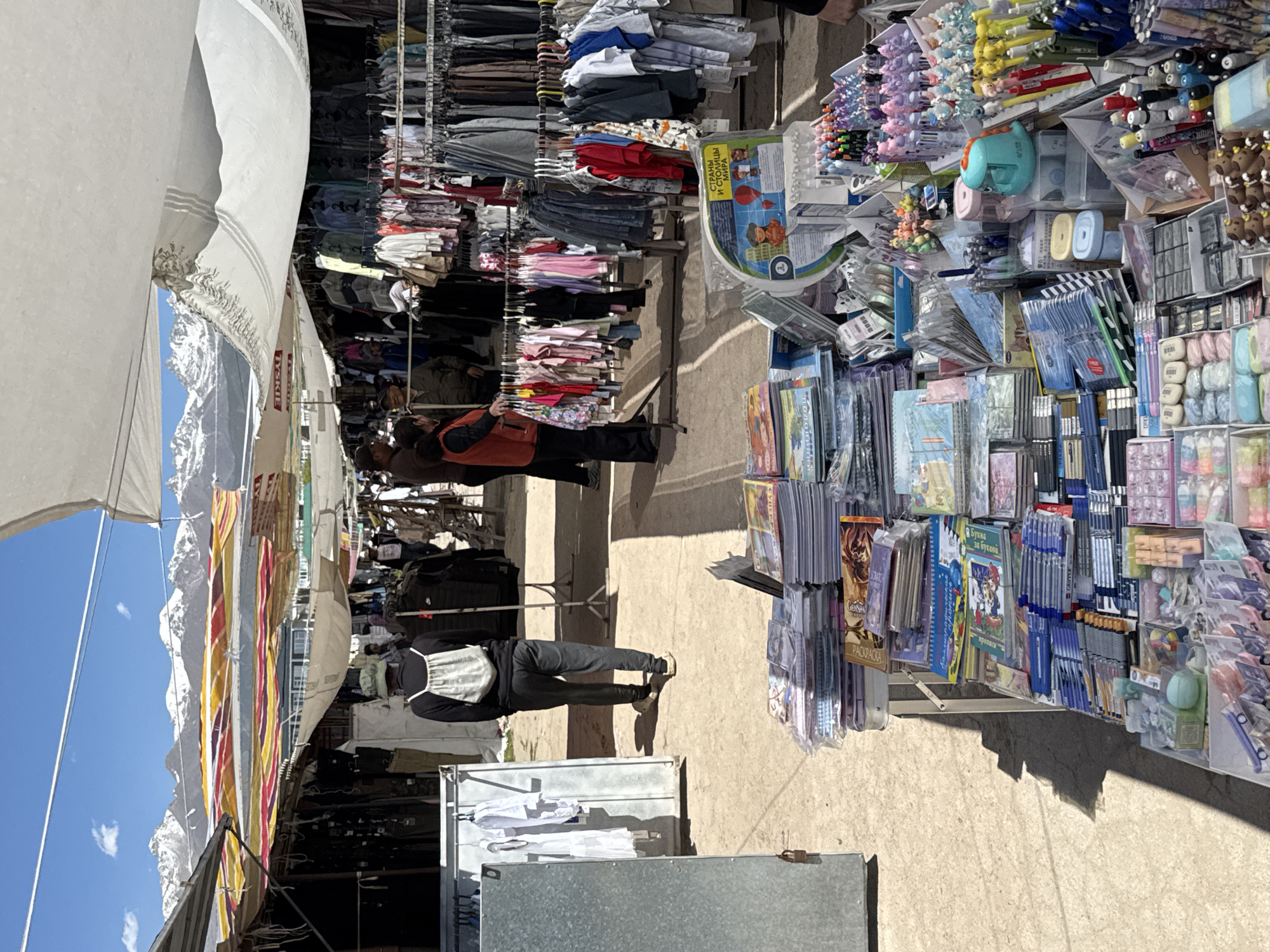 Early morning market activity documented in Bosteri, Kyrgyzstan