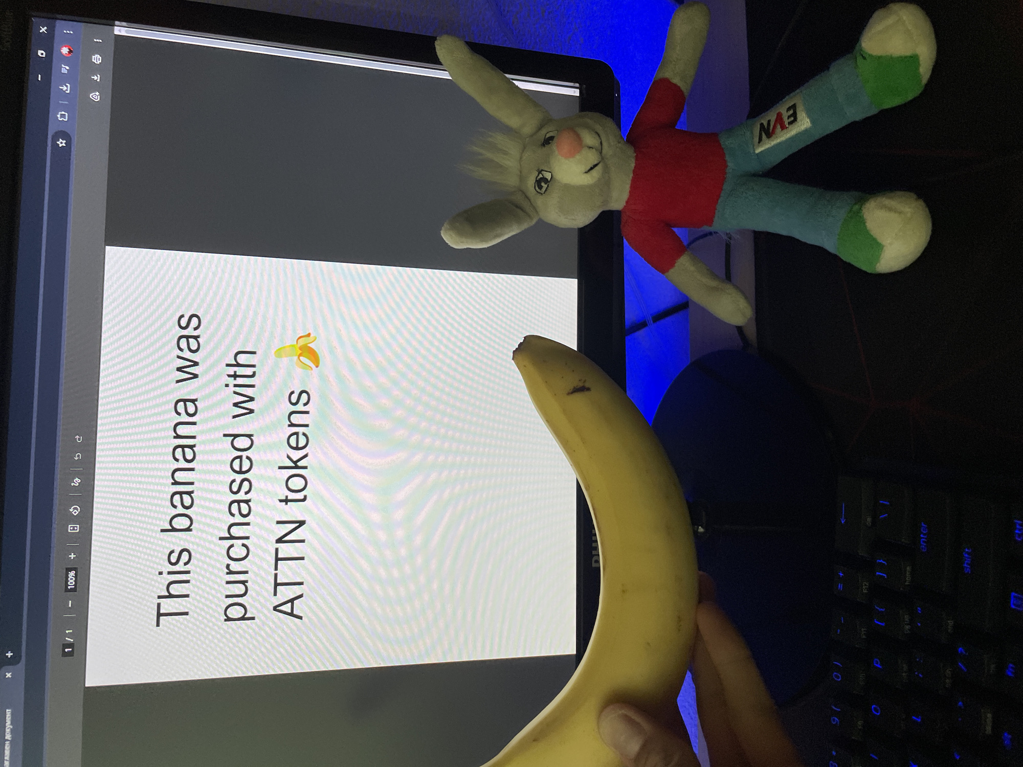 Home office desk setup documented with plush toys in Bulgaria