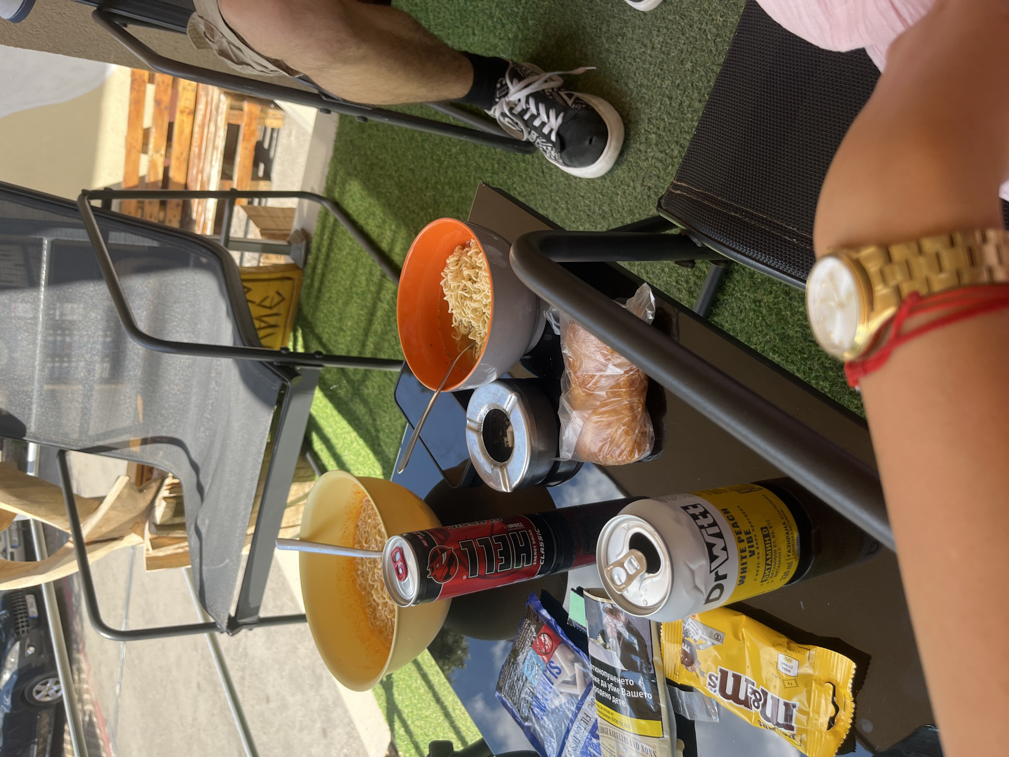 Ramen lunch on a Vratsa balcony with mountain views