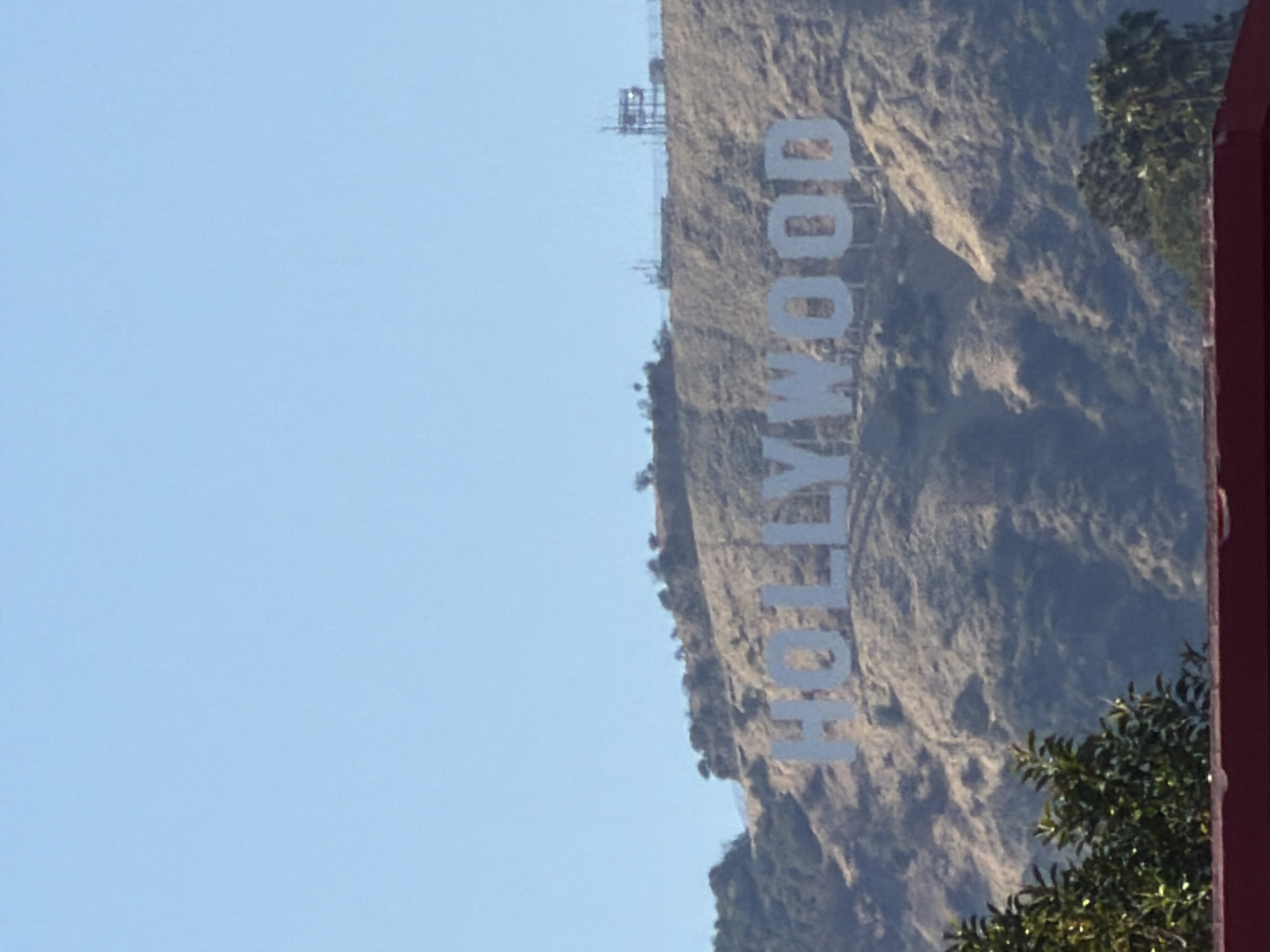 Hollywood Sign and Griffith Observatory on a hazy LA afternoon