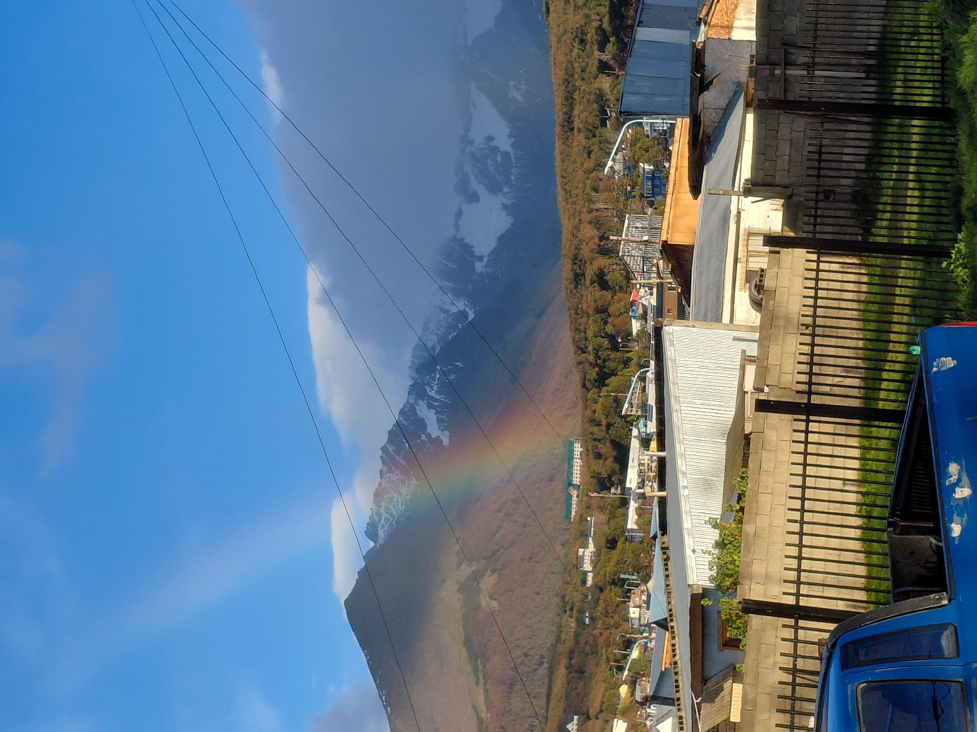Street scenes captured from elevated views in Ushuaia, Argentina