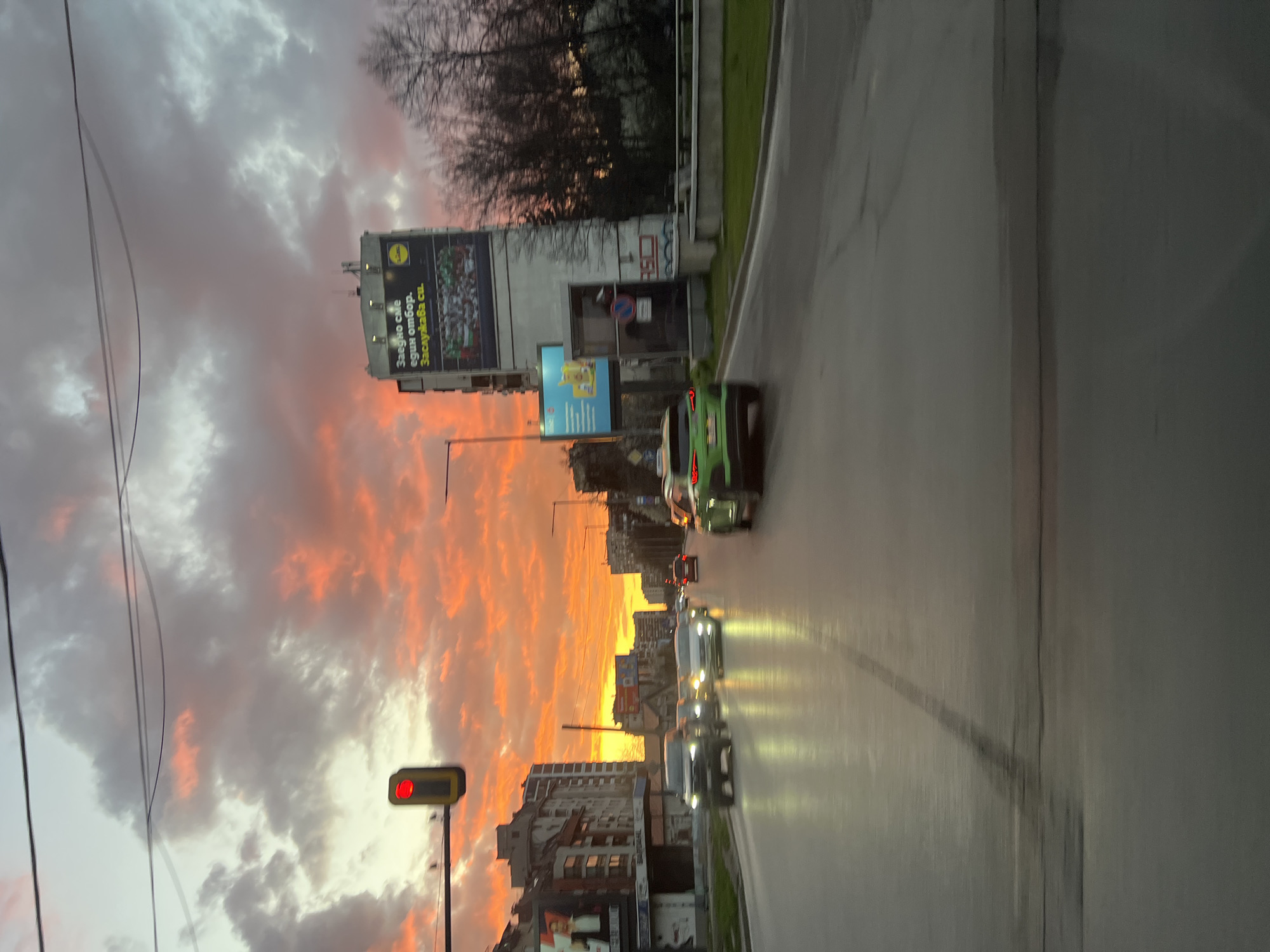 Evening moments captured across Sofia: sunset streets, indoor snacking