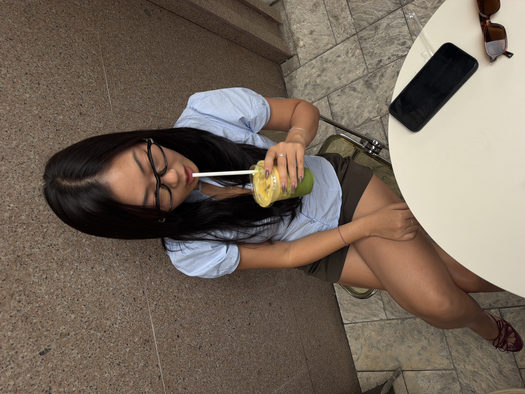Matcha bar visit and mirror selfies around Bishkek