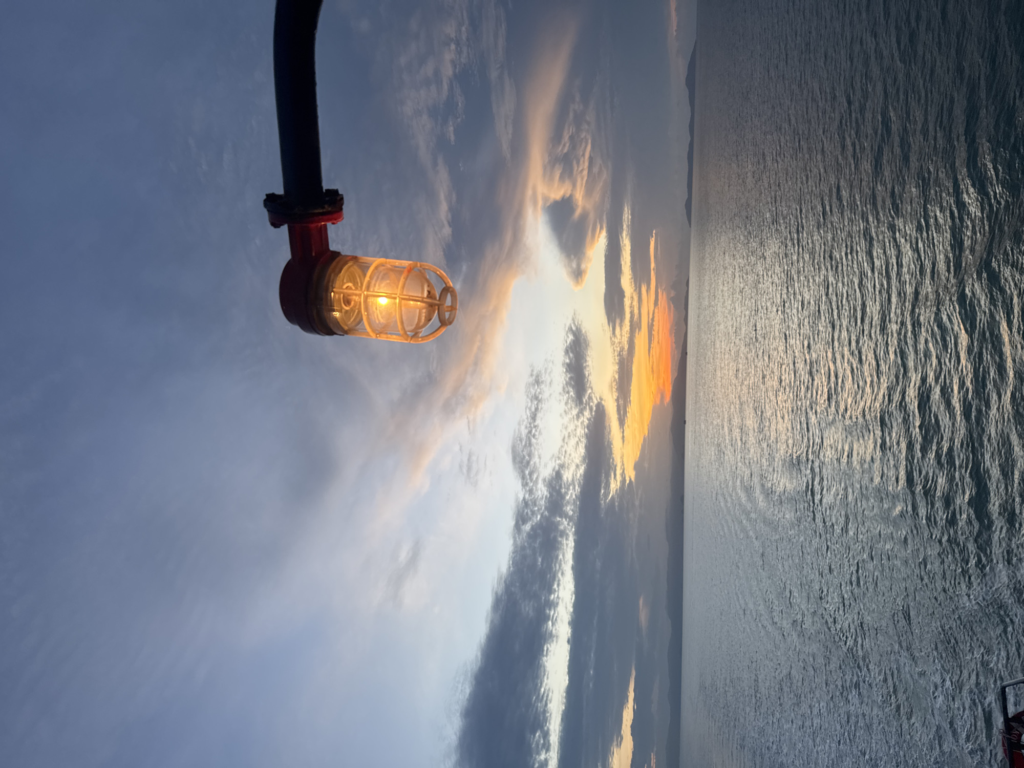 Glowing vintage lamp at twilight in Thong Nian
