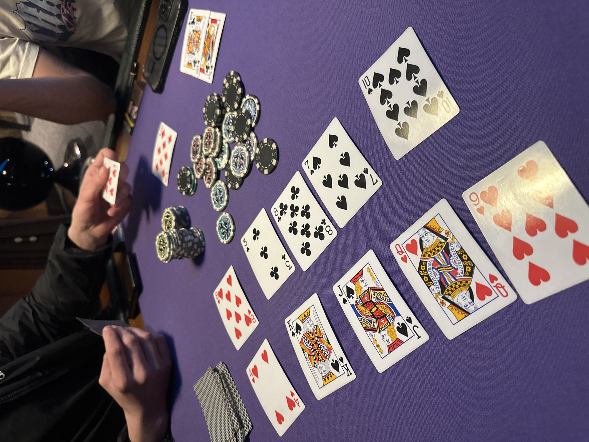 Poker game underway in Sofia with chips and cards
