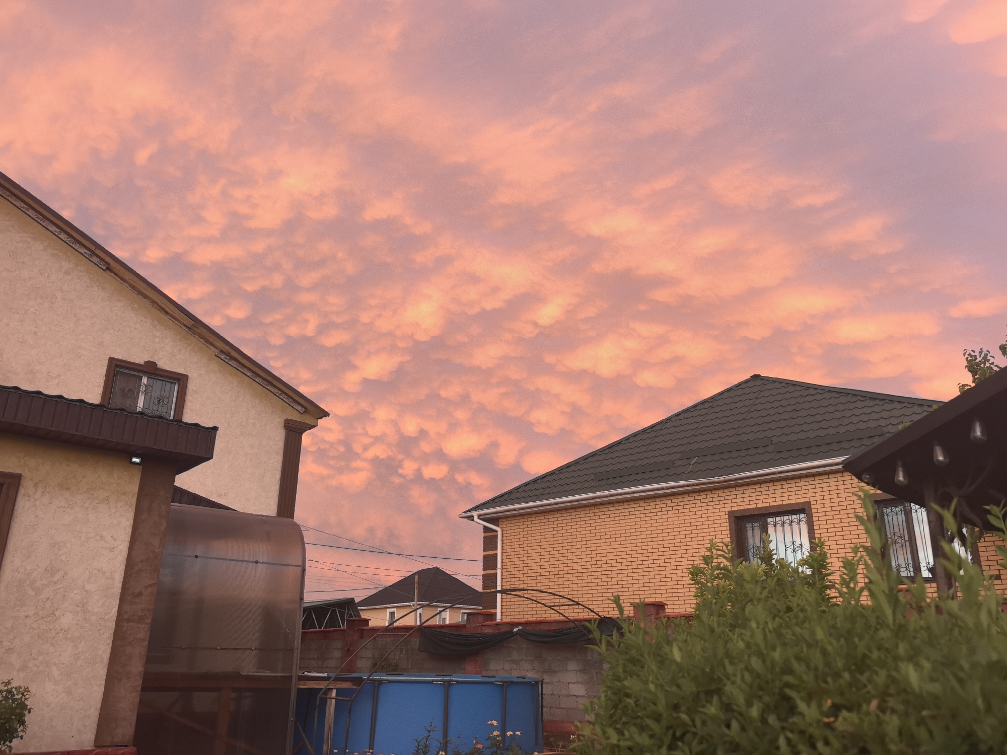 Taldykorgan backyard at golden hour, Kazakhstan