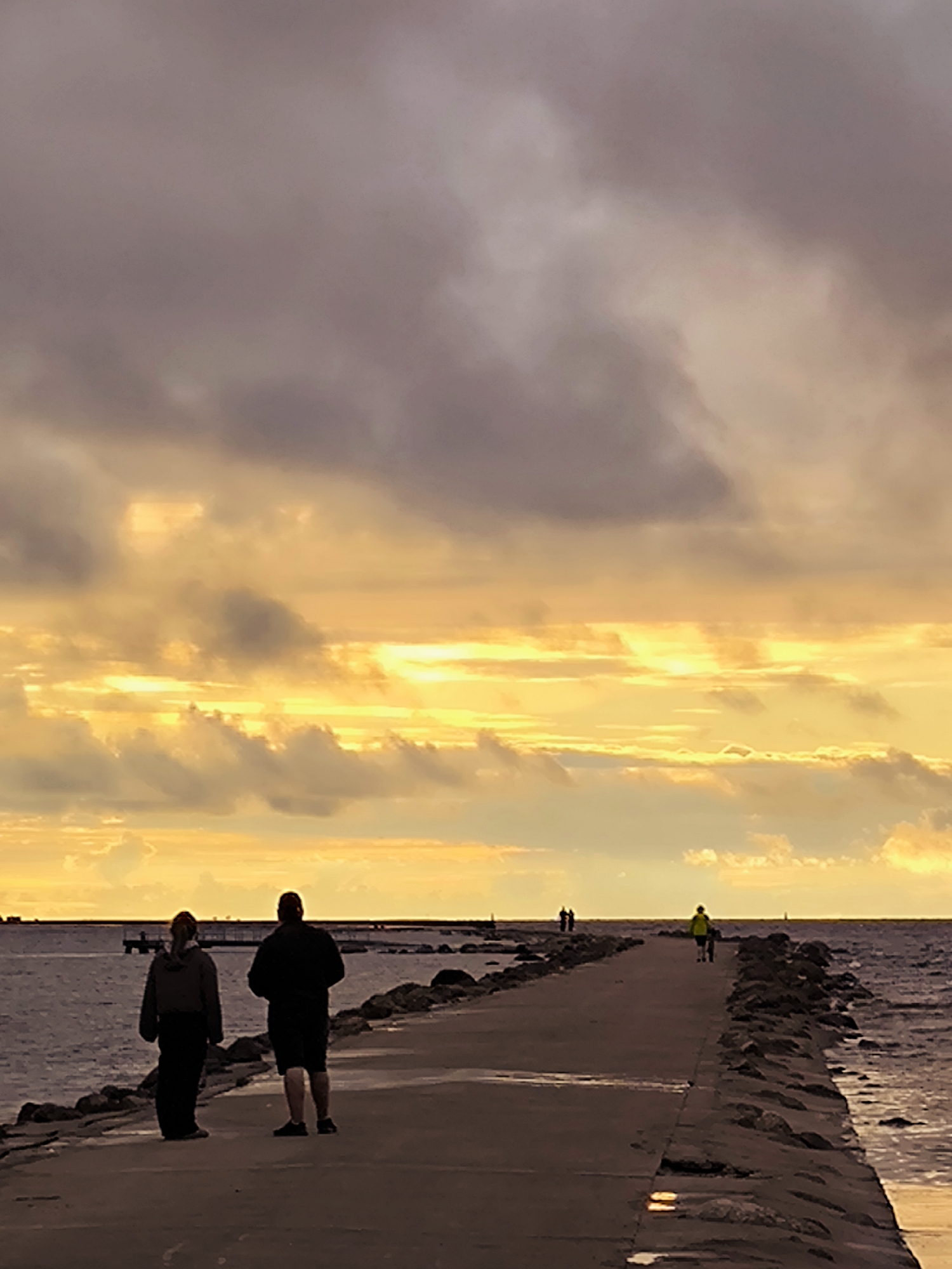 Sunset along Riga's pier and Daugava waterfront