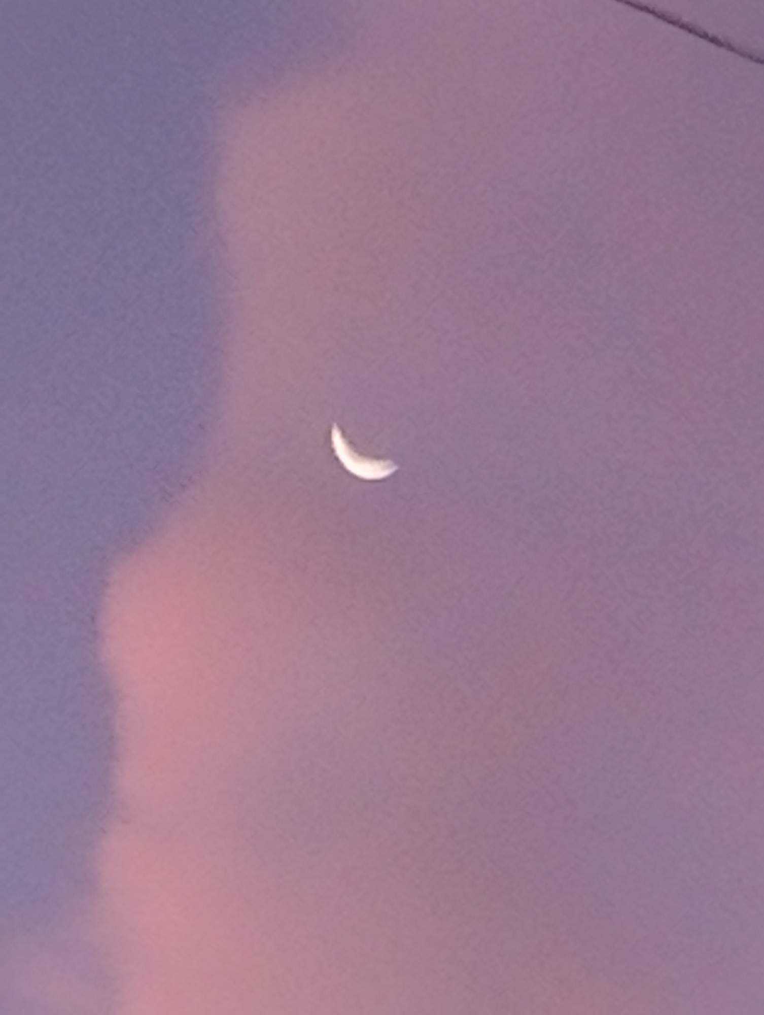 Crescent moon observed in colorful dawn sky May 12