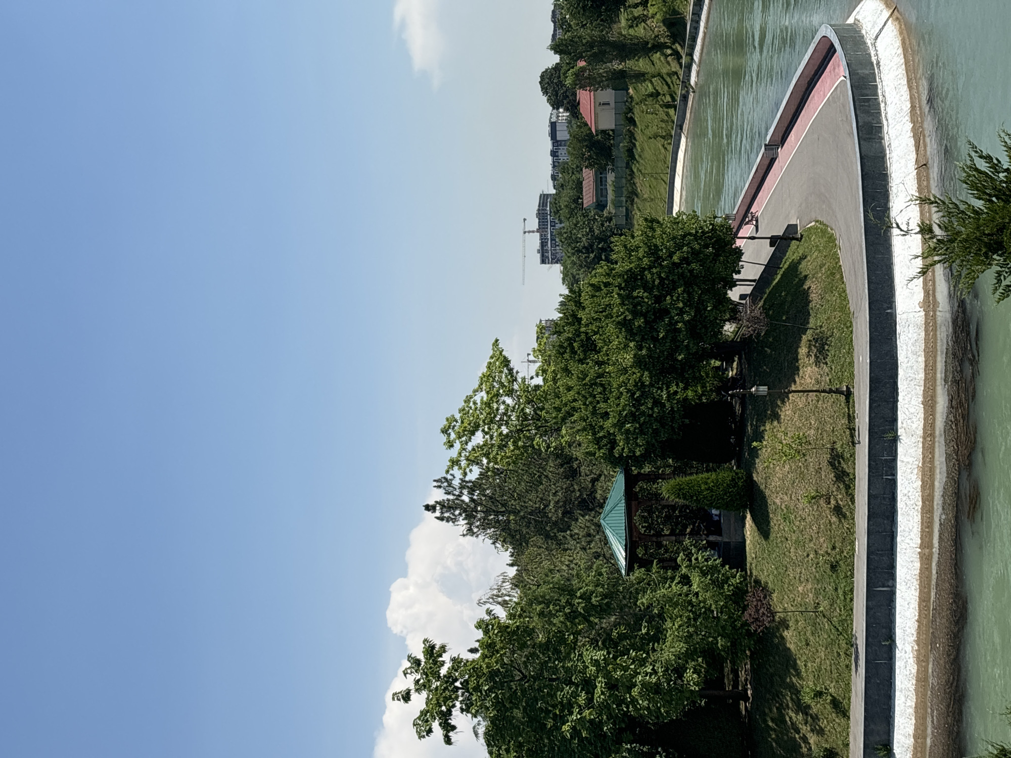 Tashkent park and canal district on a sunny morning