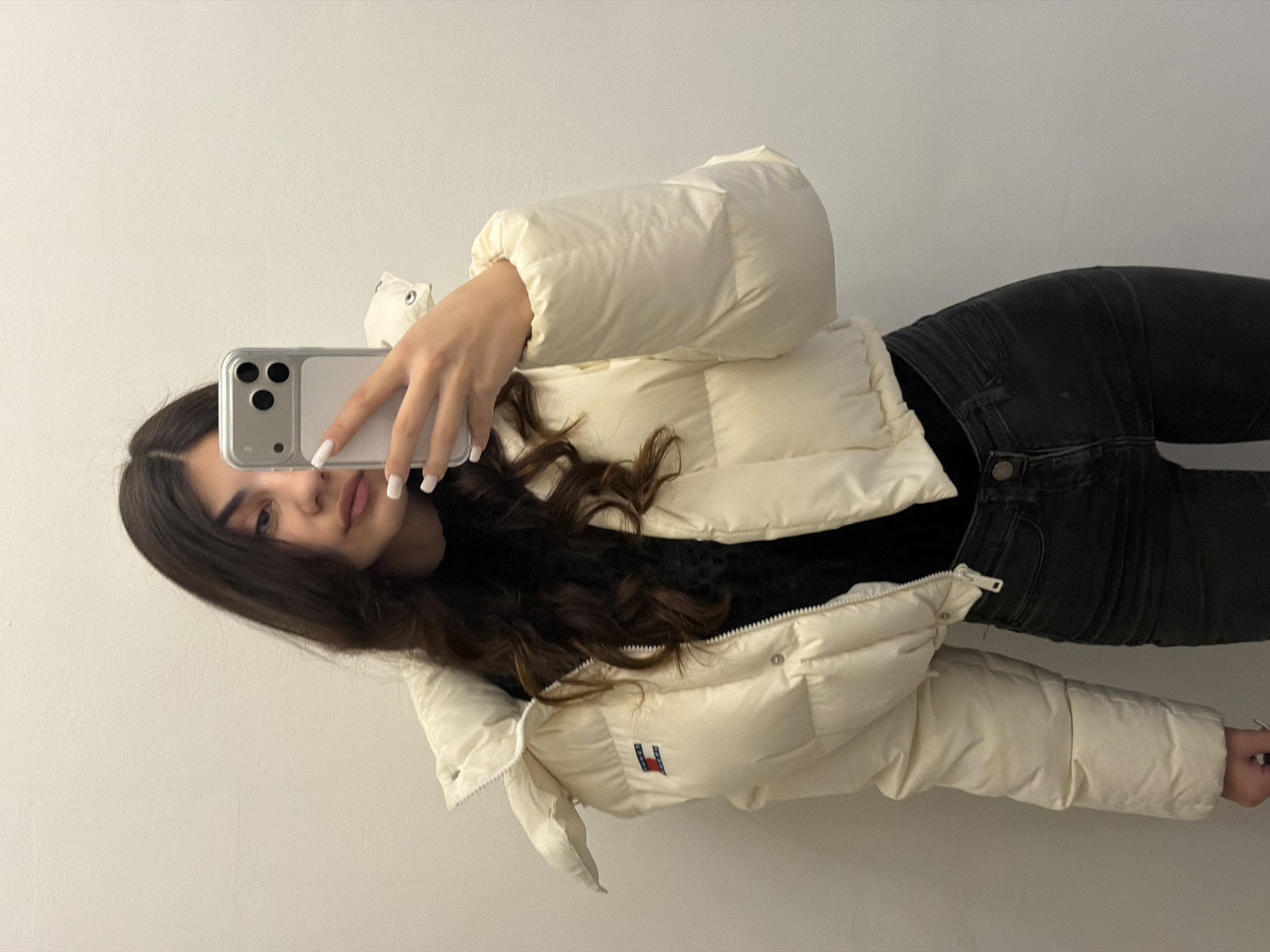 Woman takes selfie in early morning Gabrovo, Bulgaria