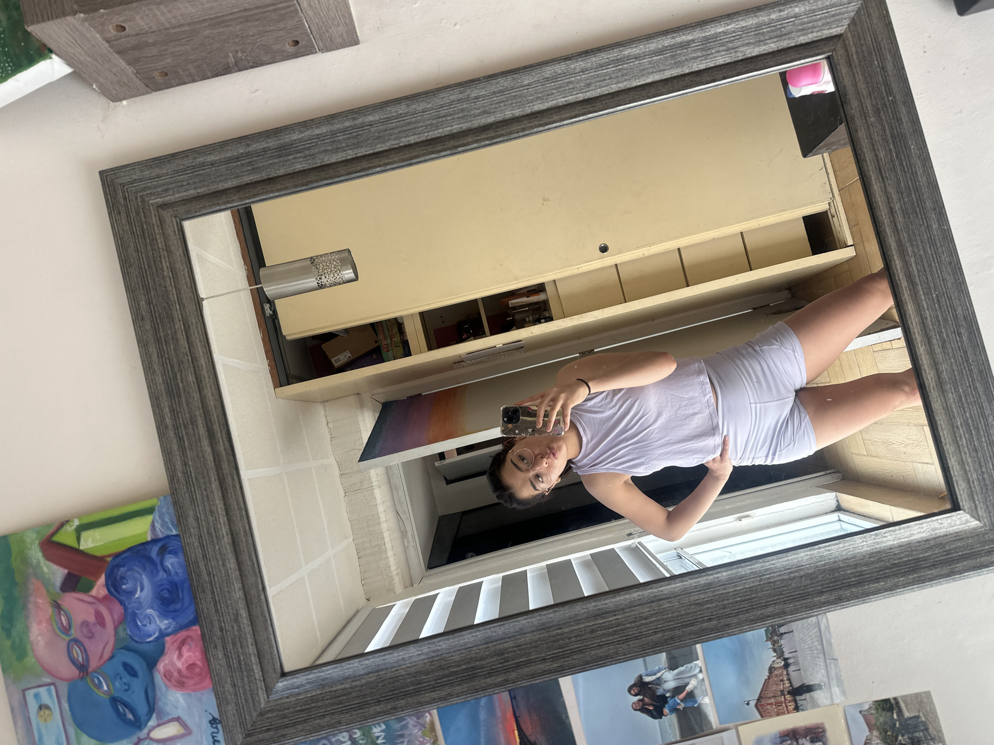 Mirror selfie in a purple outfit, Puebla