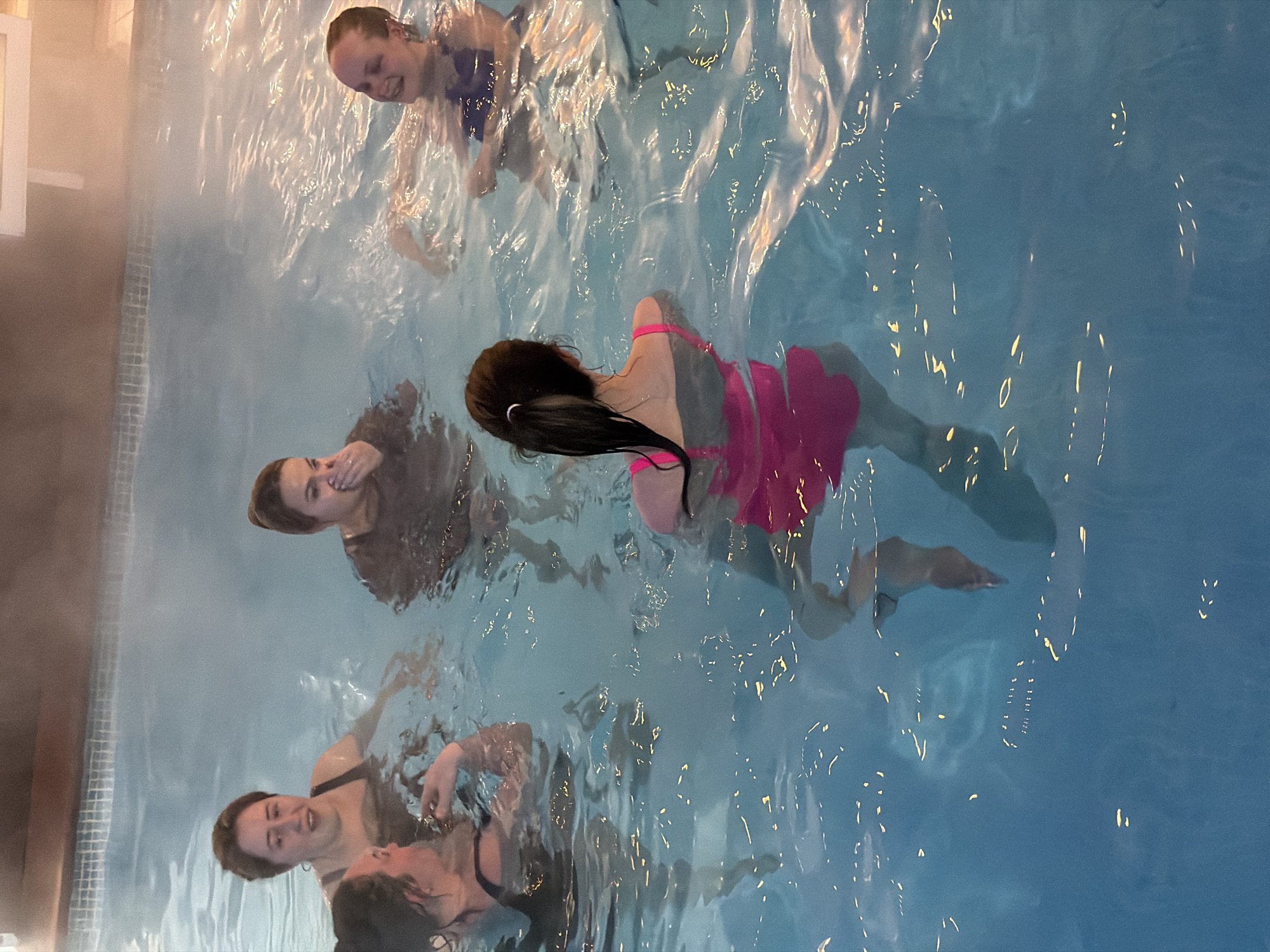 Five women enjoy heated indoor pool in Chaikovsky, Russia