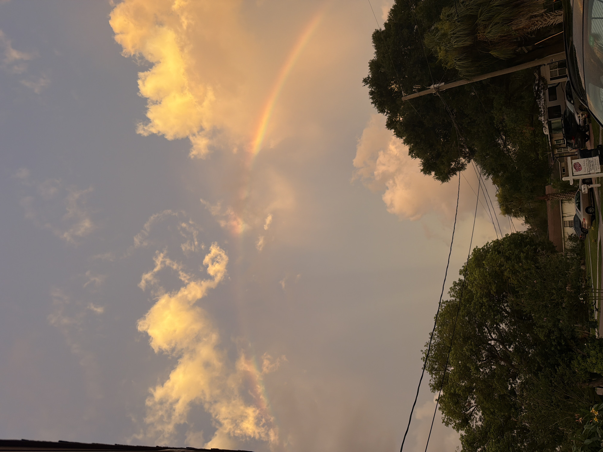 Rainbow over Tampa at sunset, July 2026