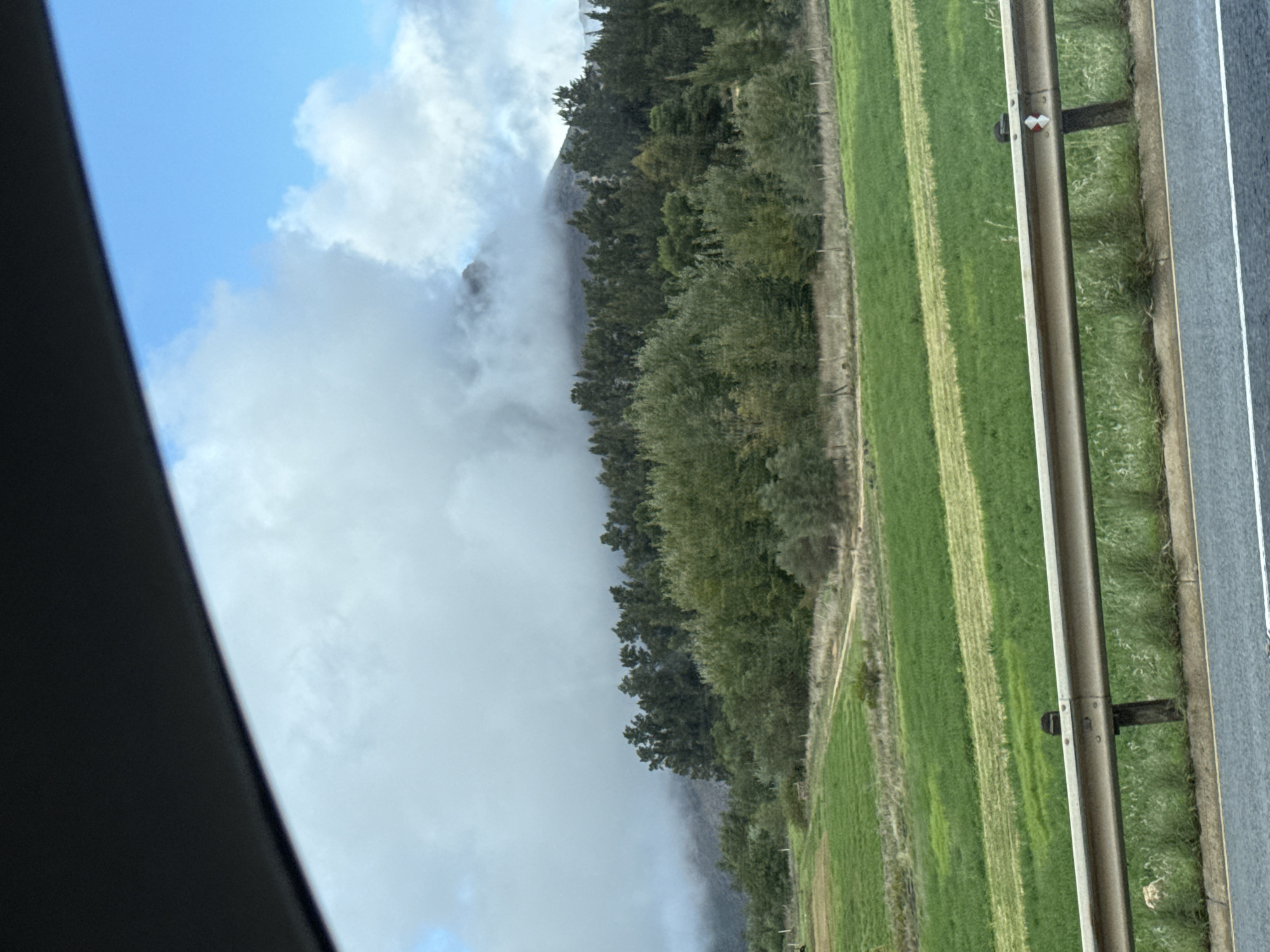 Misty mountain views captured during highway drive in Paarl
