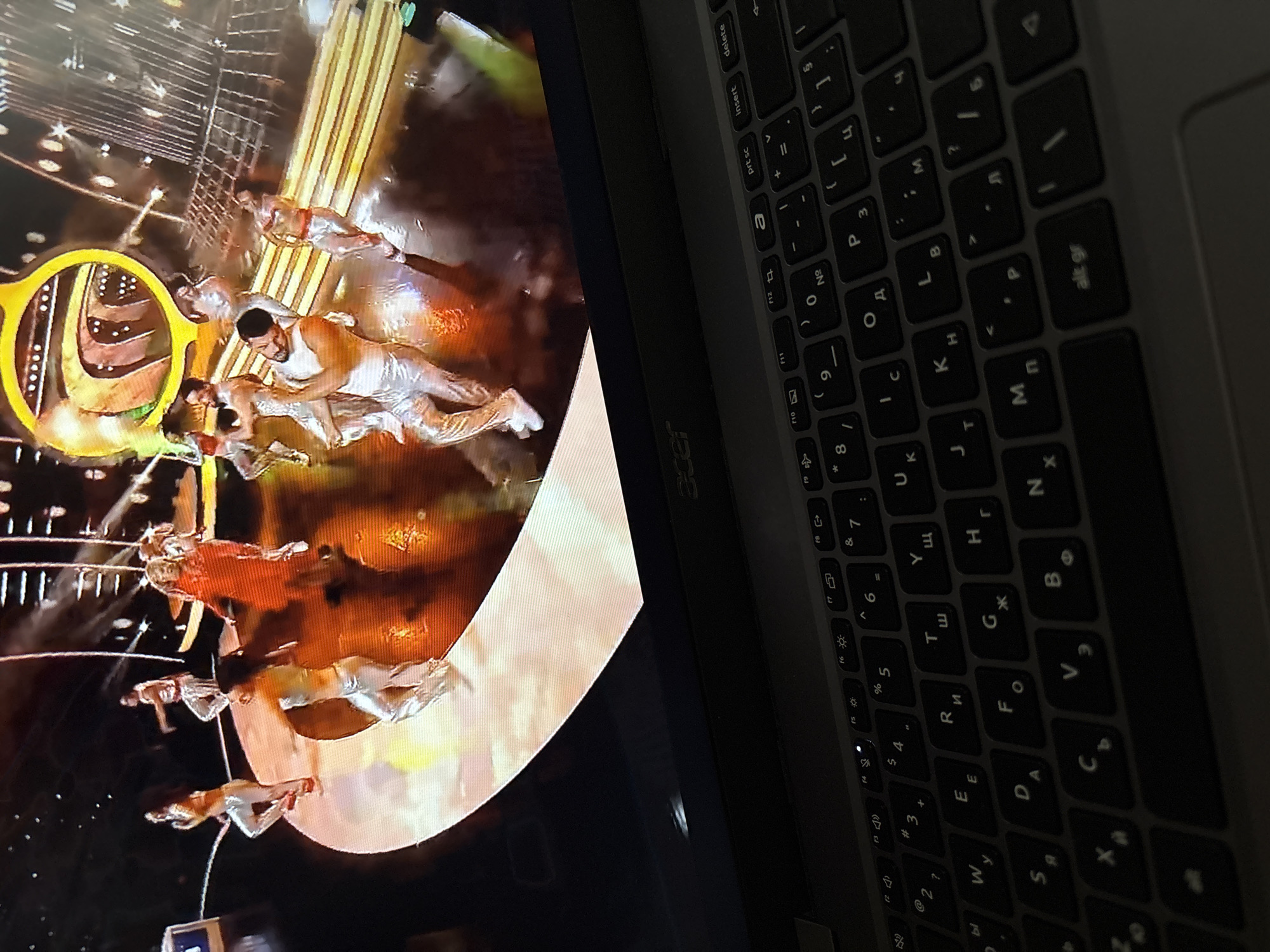 Acer laptop observed displaying content on screen