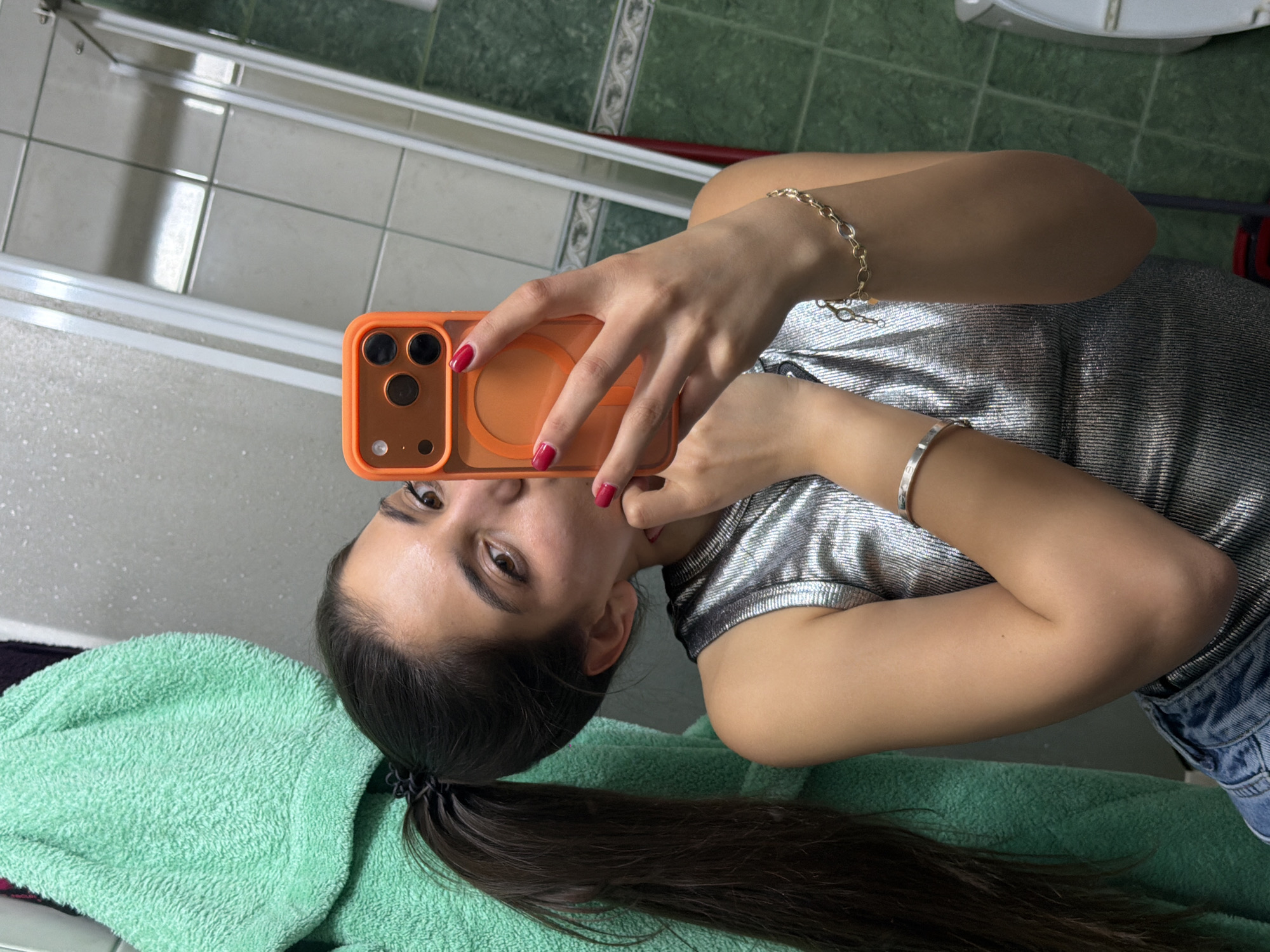 Woman Takes Bathroom Selfie in Rudartsi, Bulgaria