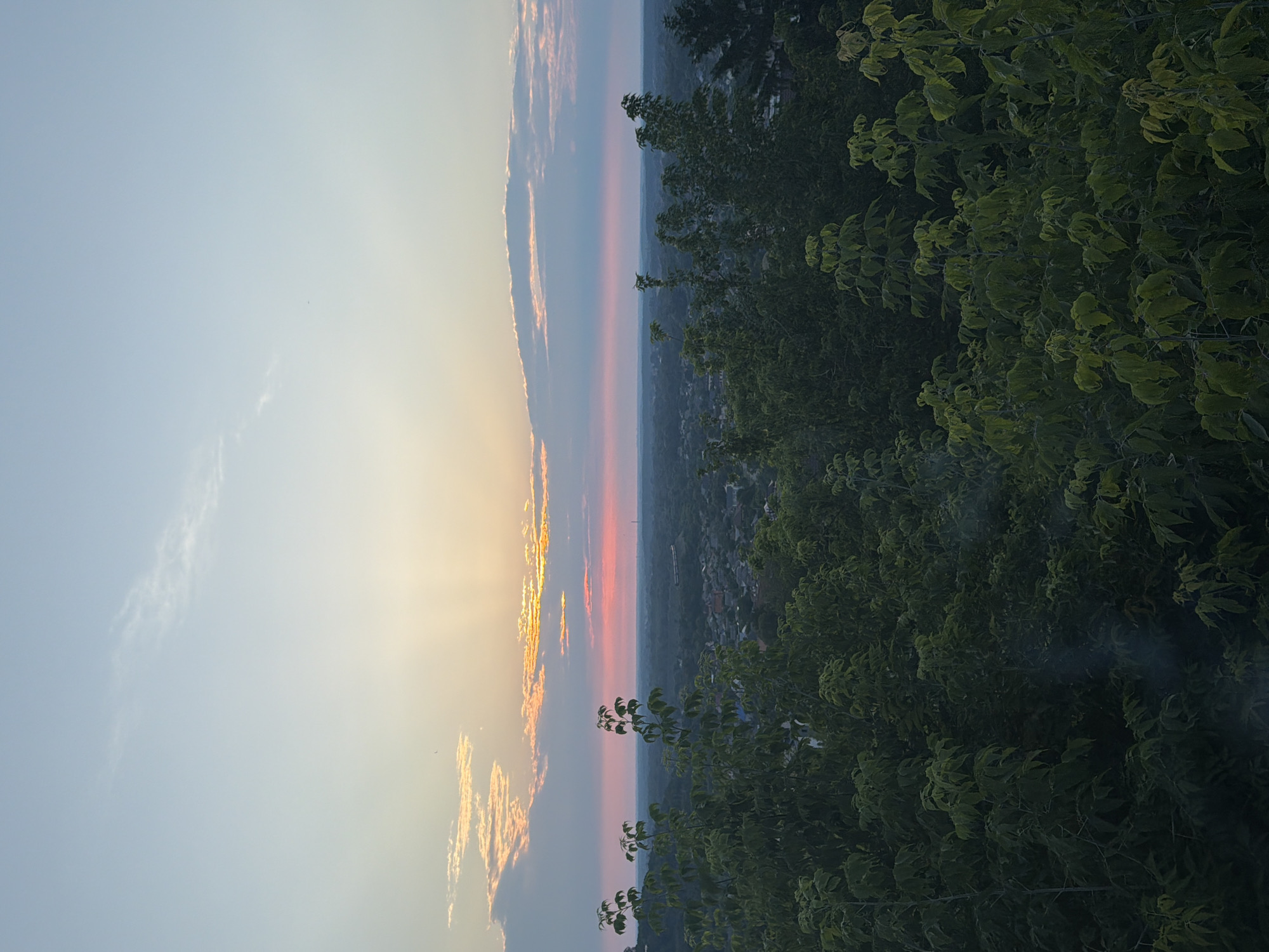 Sunset evening at Poltava's hilltop viewpoint and park