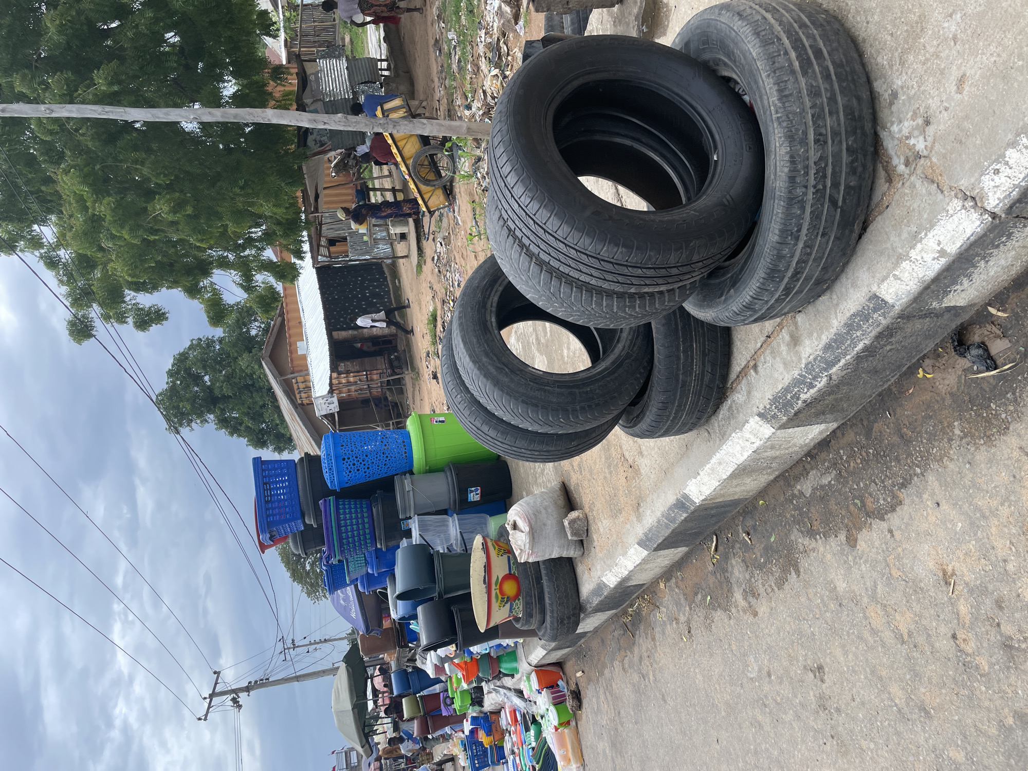Street life and roadside markets across Jalingo on a cloudy morning