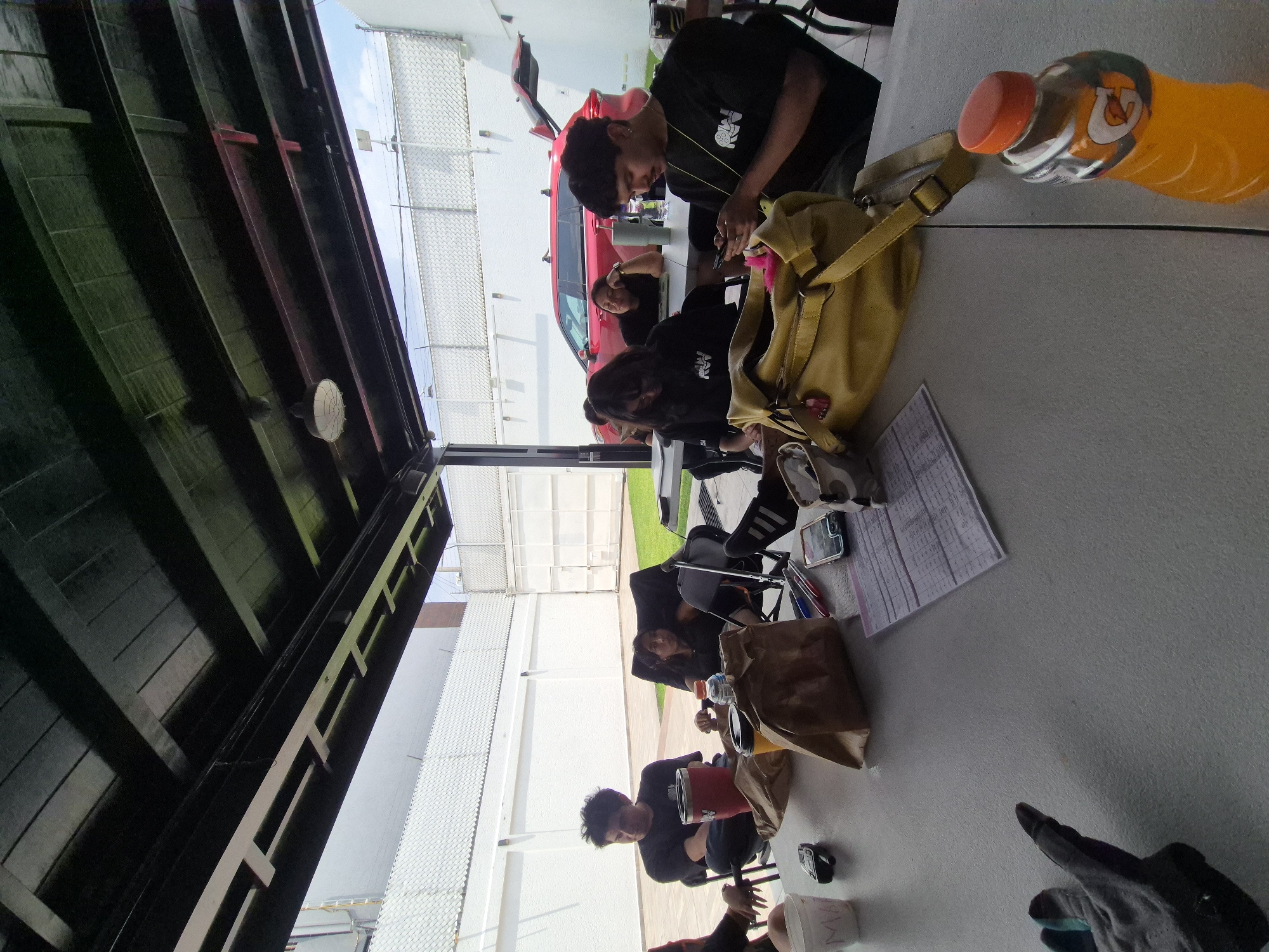 Group gathers at outdoor table in Puebla, Mexico