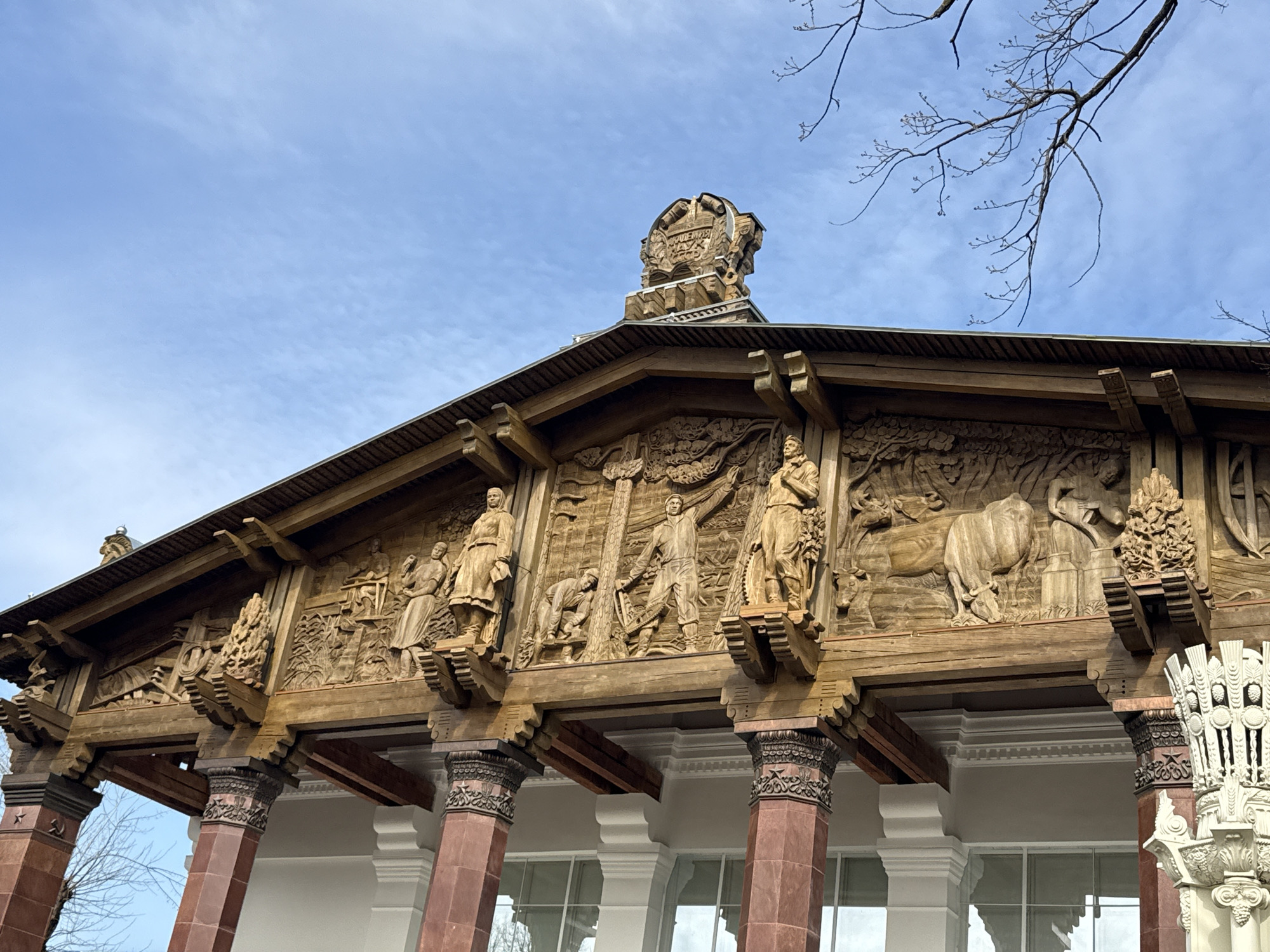 Visitor documents pavilions at Moscow's VDNKh exhibition center