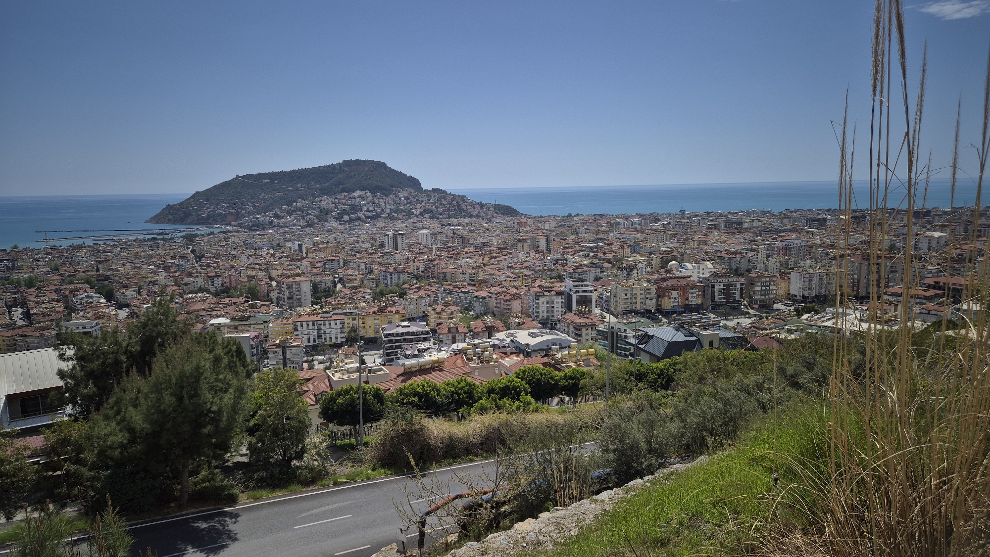 Morning views of Alanya coastline and mulberry tree documented