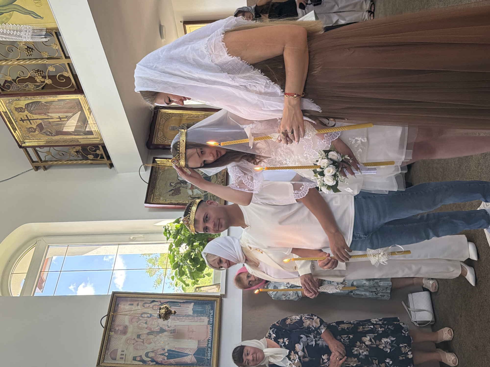 Orthodox wedding ceremony inside a Strășeni church