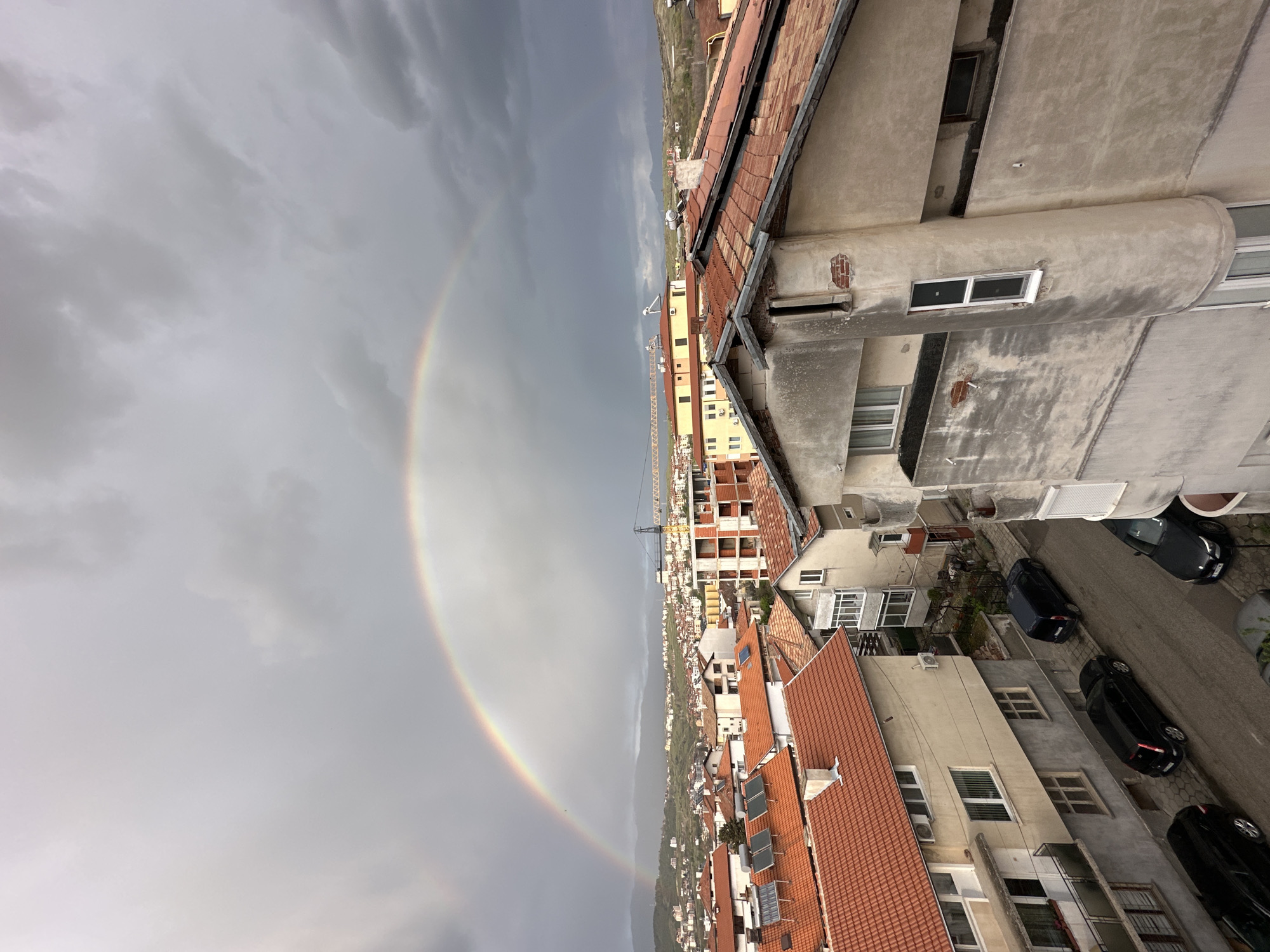 Rainbow appears over Sandanski during afternoon storm