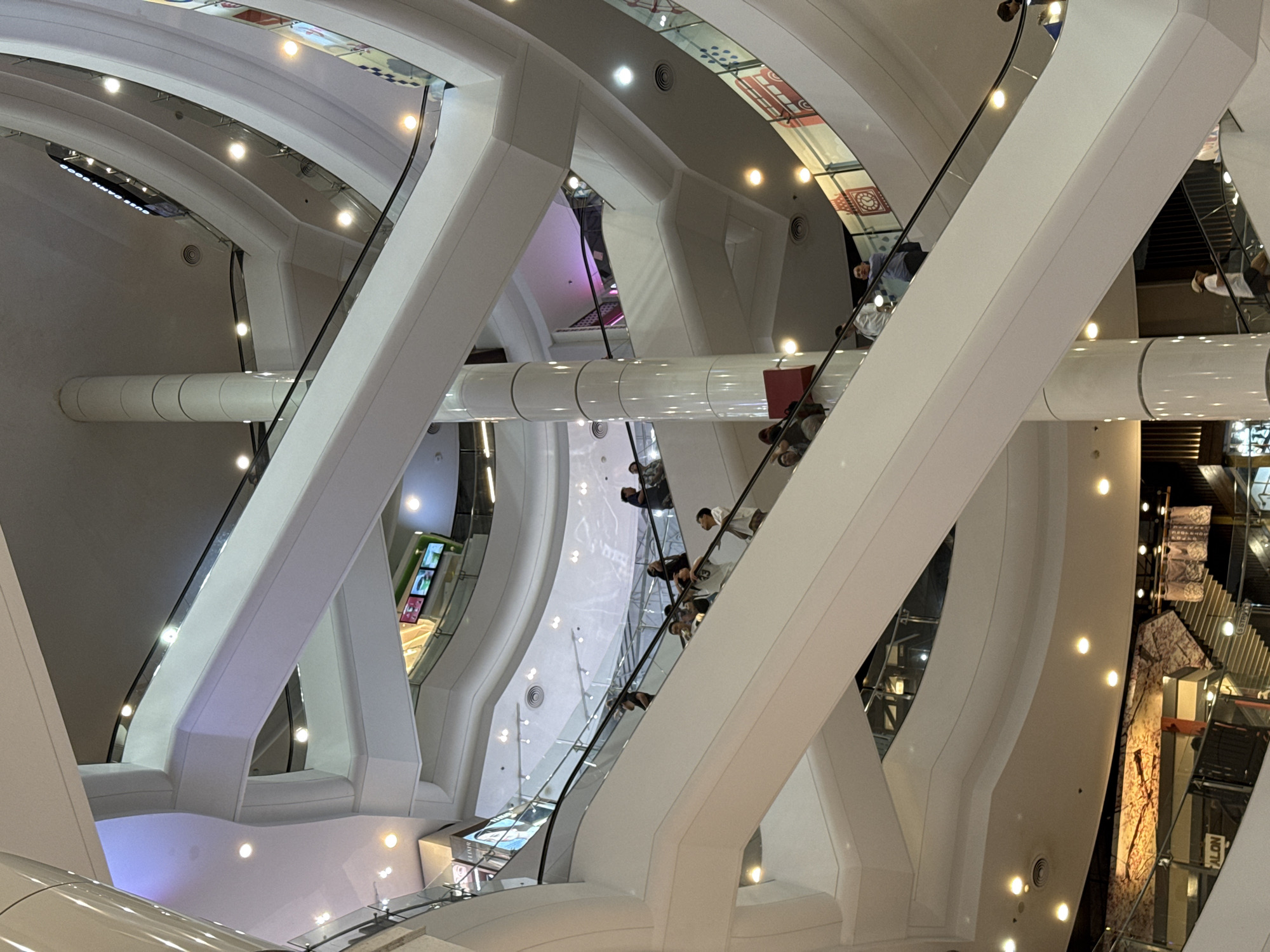 Shopper documents upscale Bangkok mall interior architecture