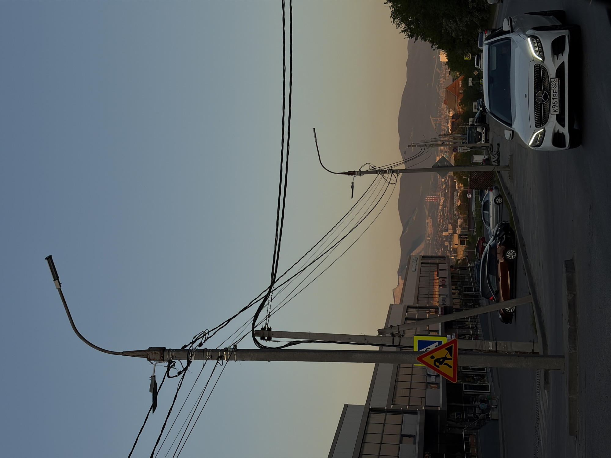 Sunset street scene documented in Novorossiysk, Russia