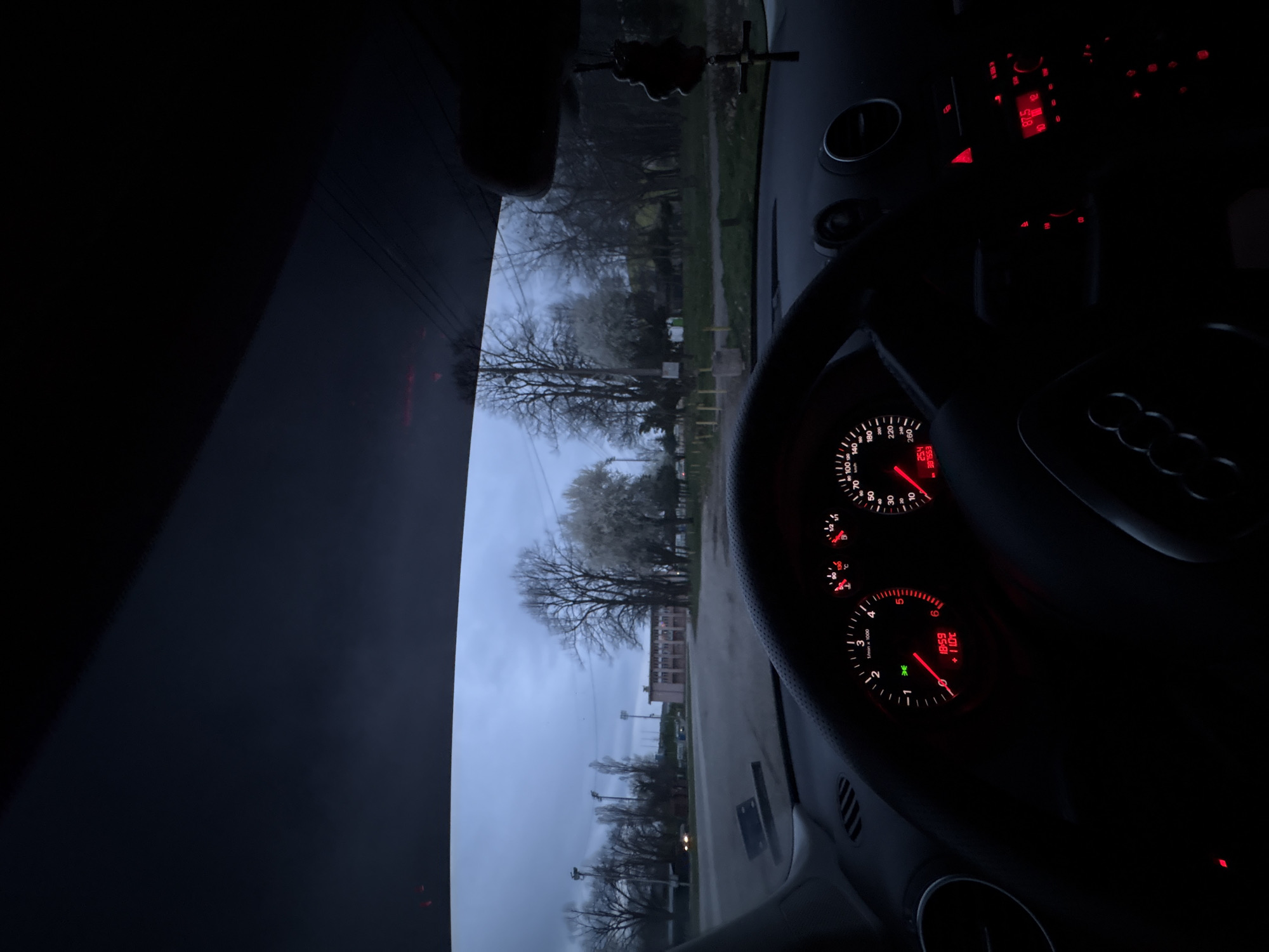Evening car scene with vaping in Vratsa, Bulgaria