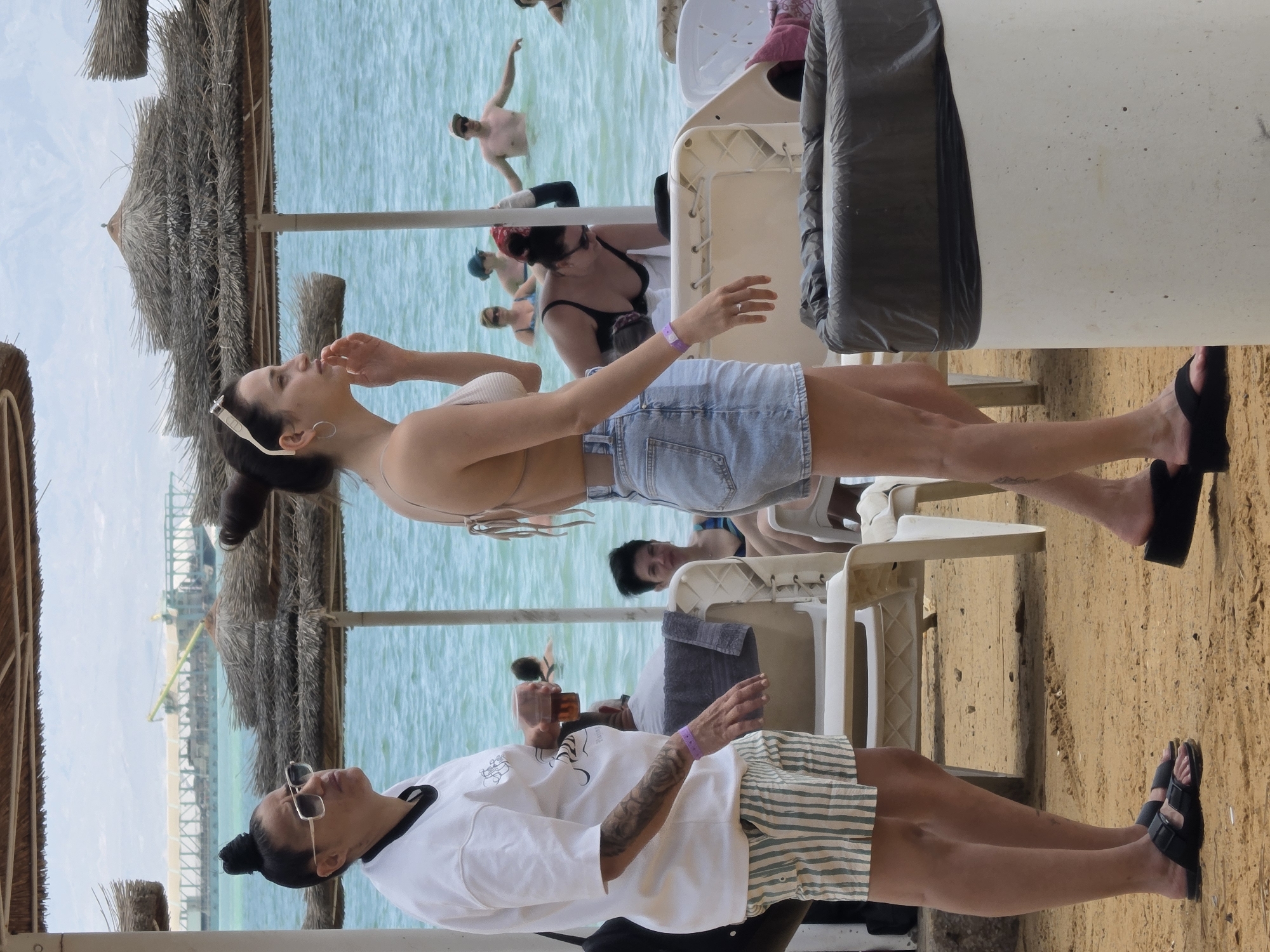 Morning Dead Sea beach activities captured in Tamar region