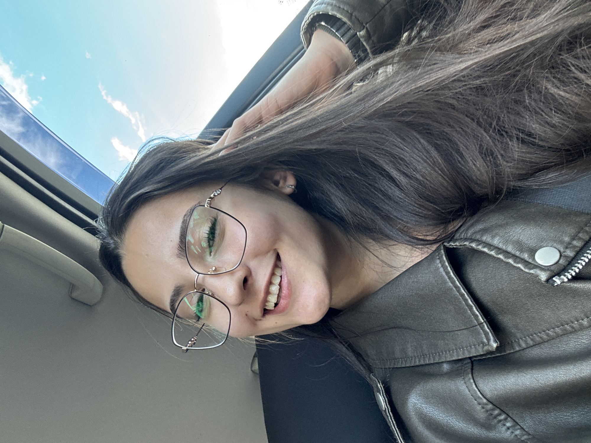 Woman photographed in car with smartphone in Dupnitsa Bulgaria