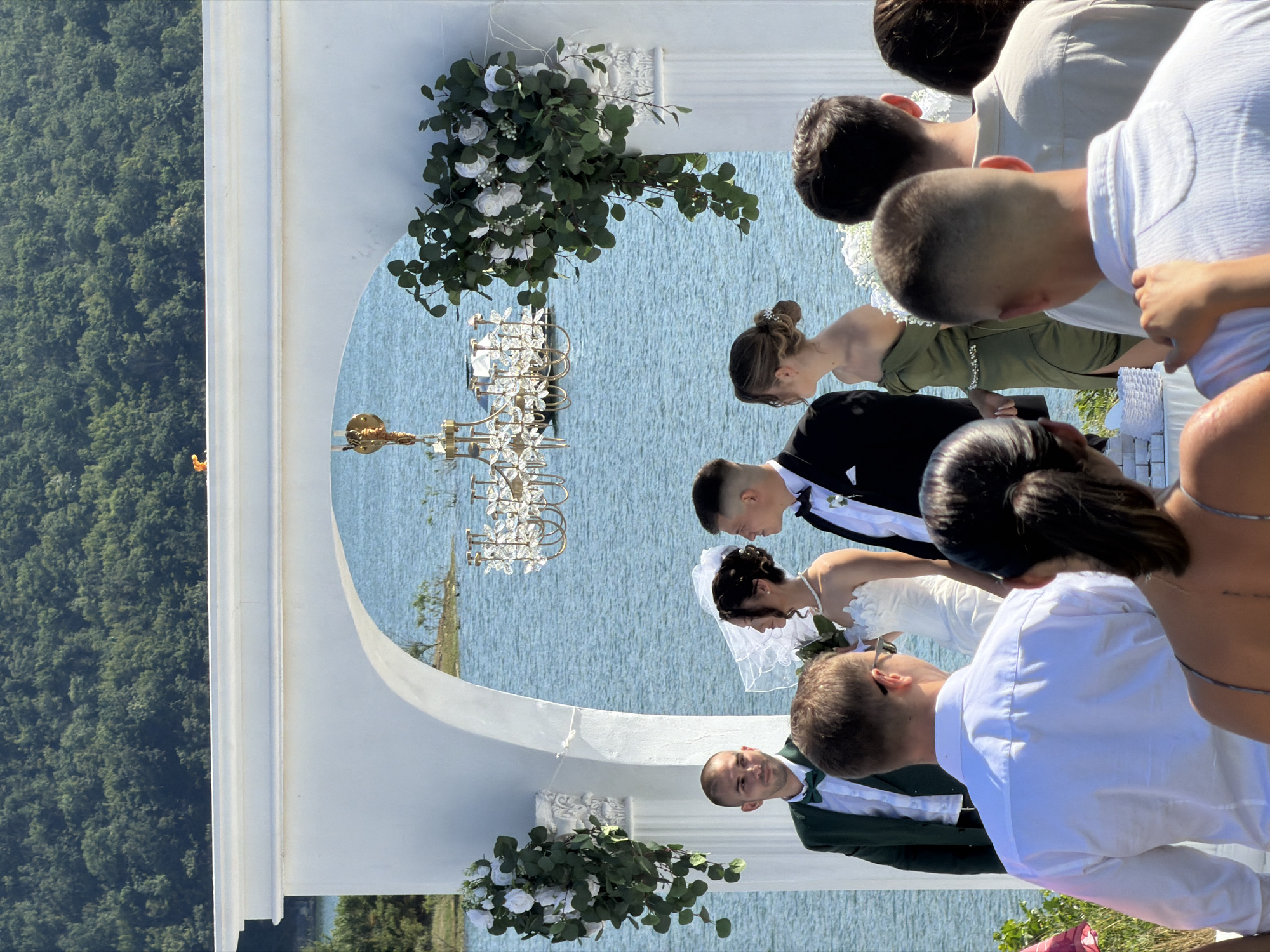 Lakeside wedding ceremony in full swing, Banya, Bulgaria