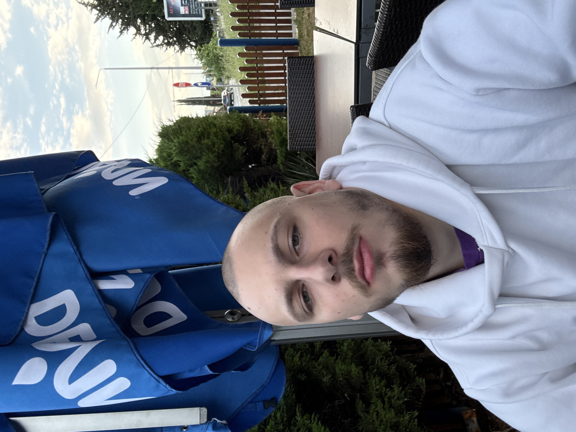 Person in white hoodie spotted near parasol in Stara Zagora