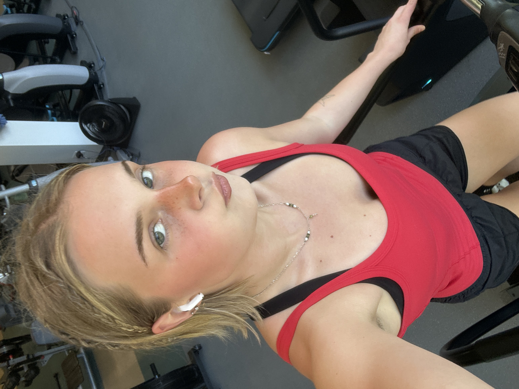 Woman exercises at Whistler gym facility Wednesday evening