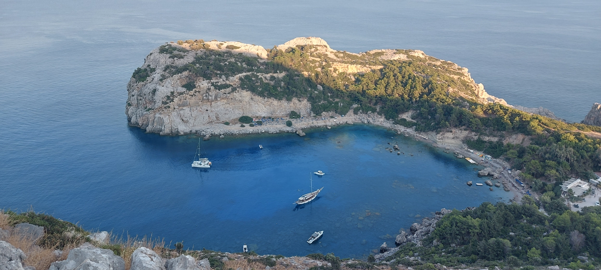Faliraki coastline from above, late summer afternoon