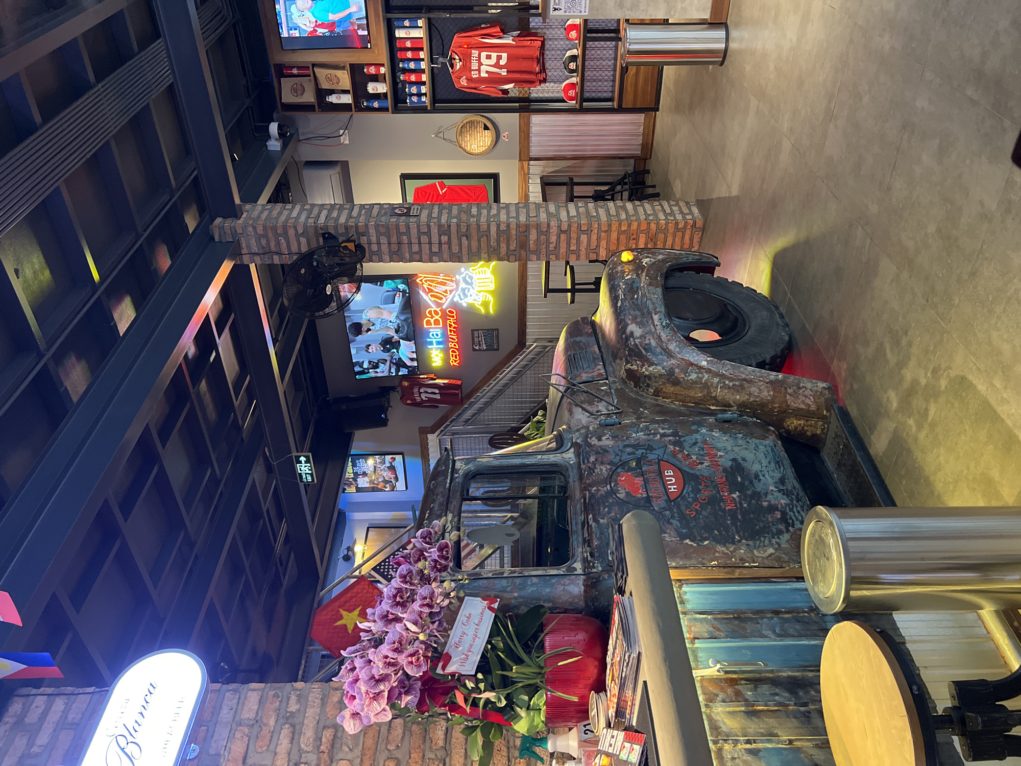 Sports bar interior documented in Bắc Nha Trang Vietnam