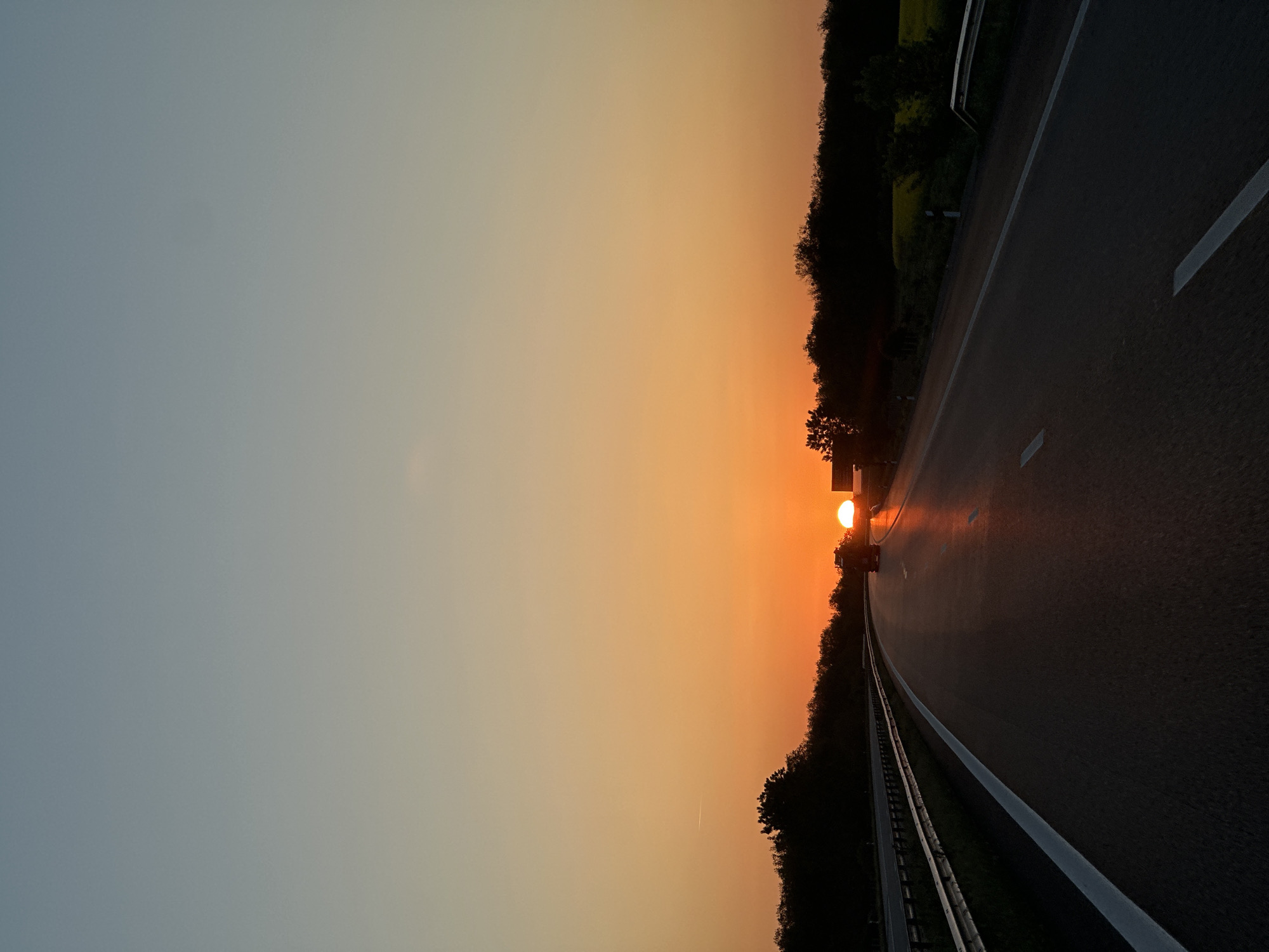Dramatic sunrise captured on Bulgarian highway