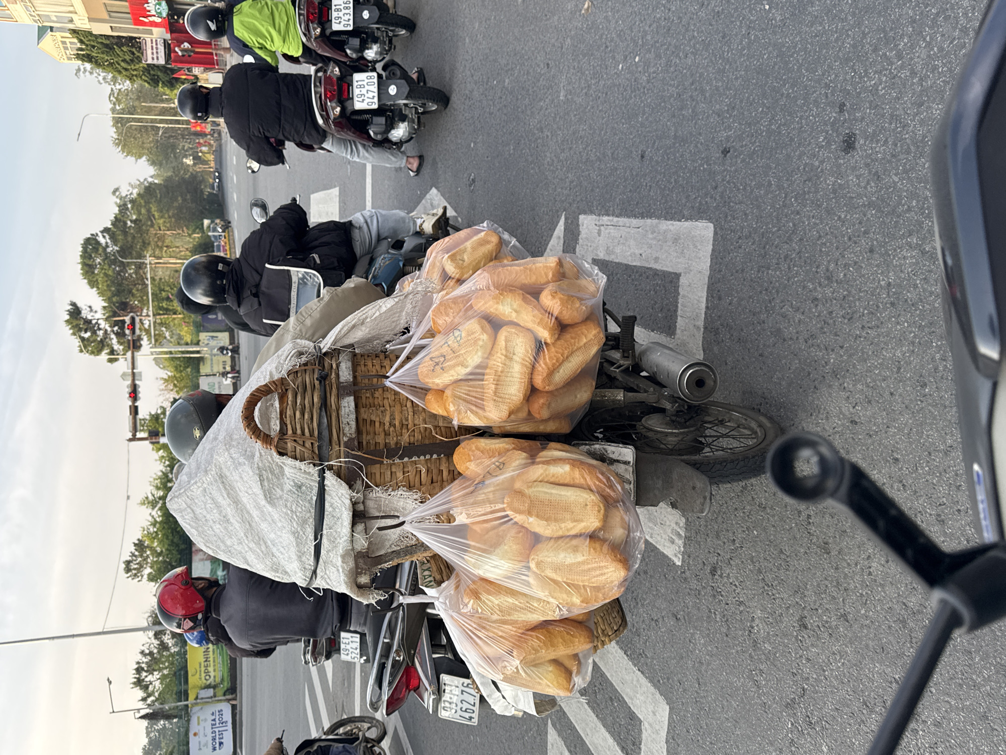 Bread-laden motorcycle spotted at Da Lat intersection