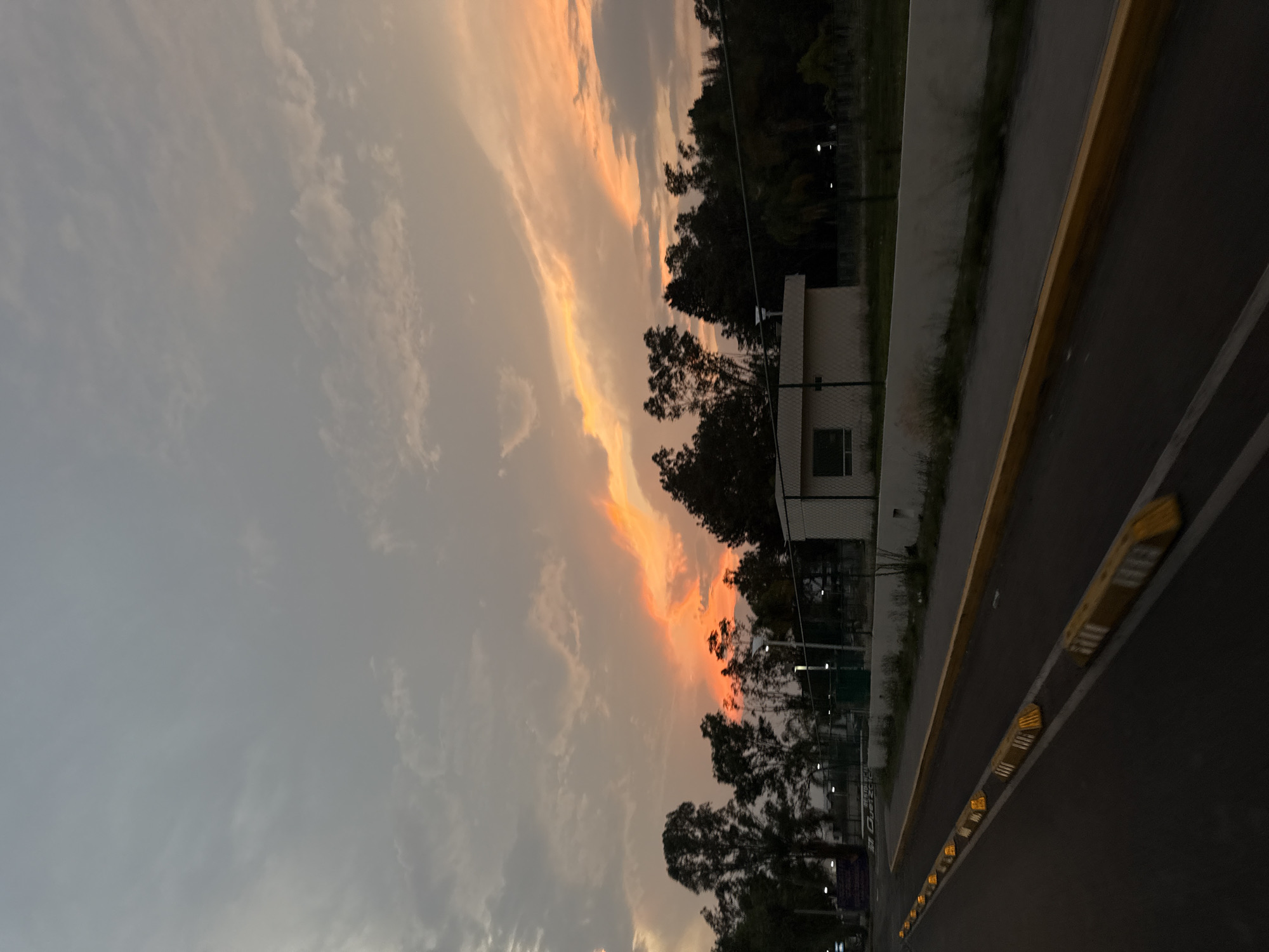 Twilight sky with orange clouds observed in Puebla, Mexico