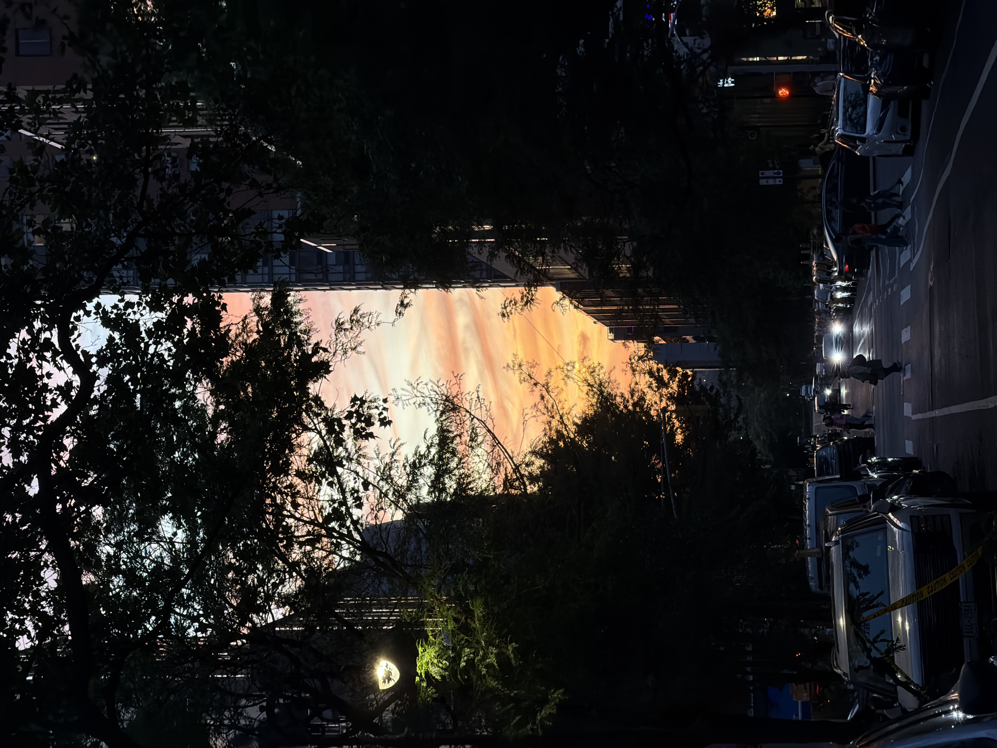 Evening sky view captured between NYC buildings