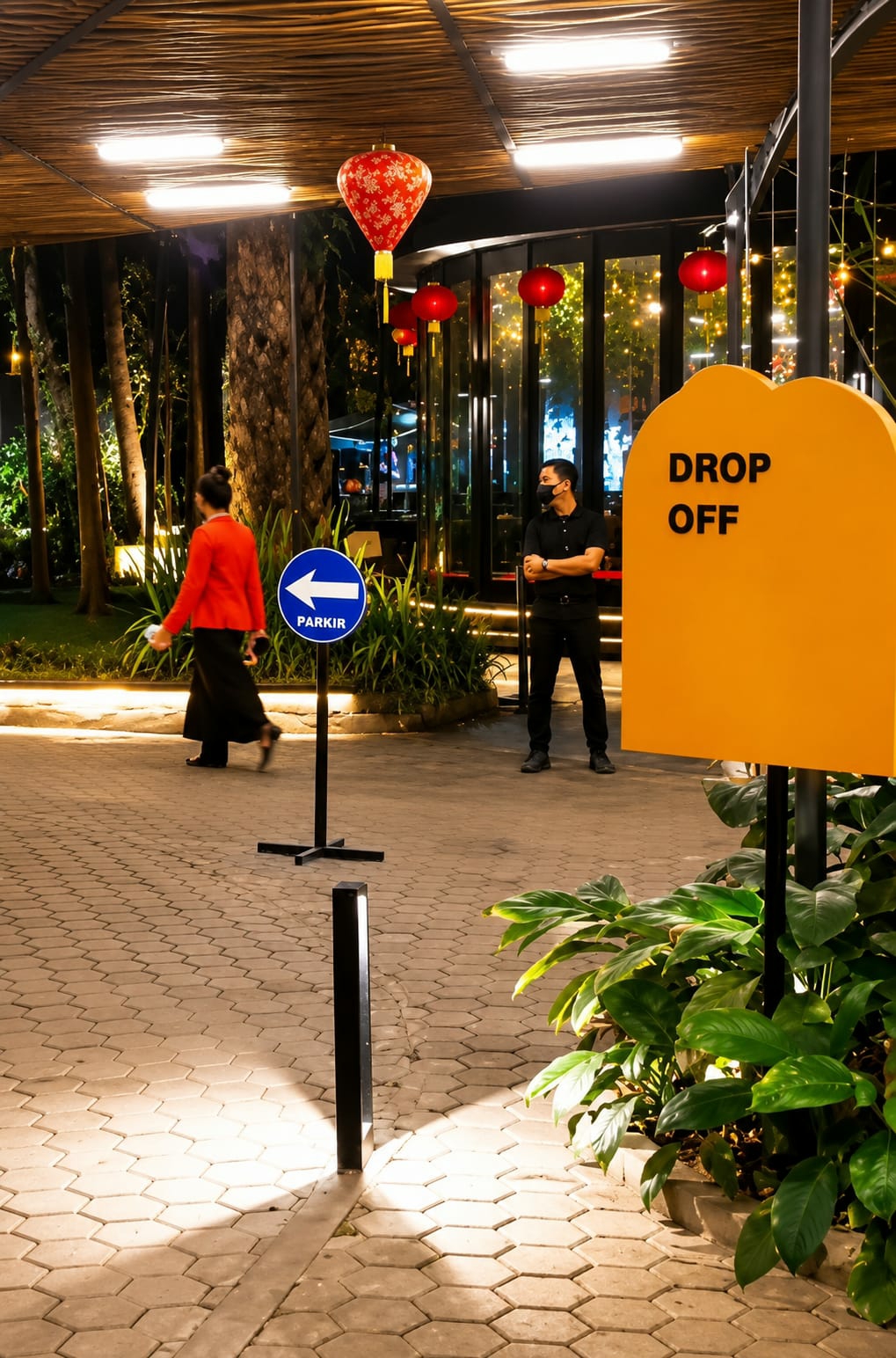 Medan's nightlife dining scene, lit up and busy
