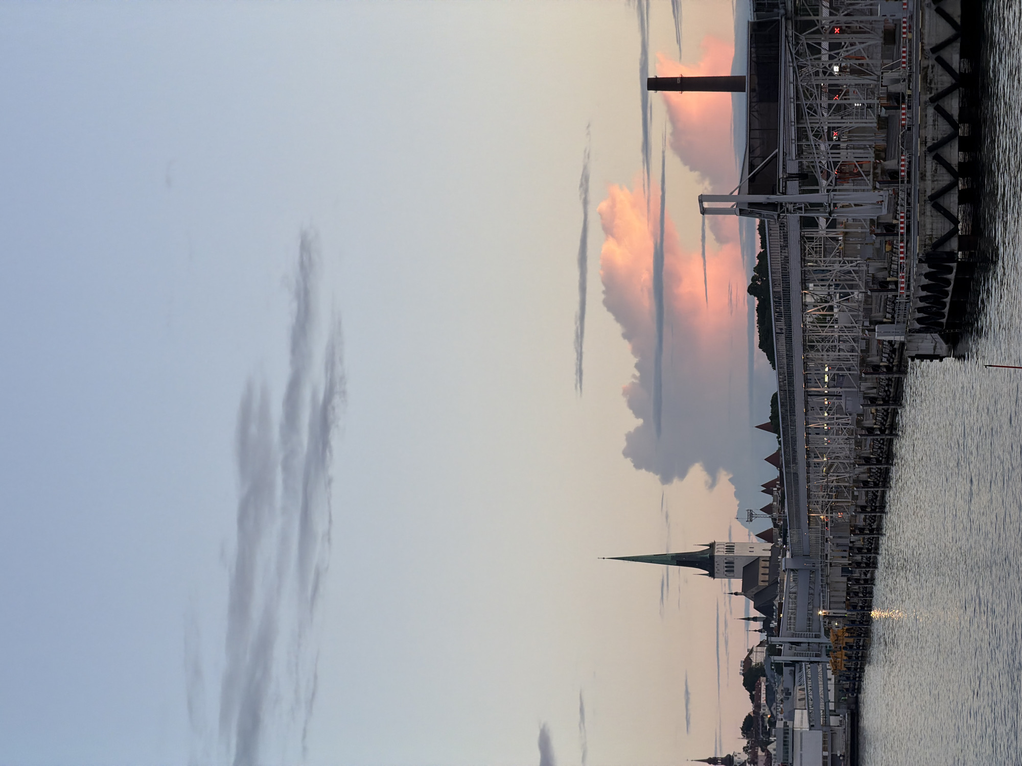 Baltic Sea sunset with ferries at Tallinn port