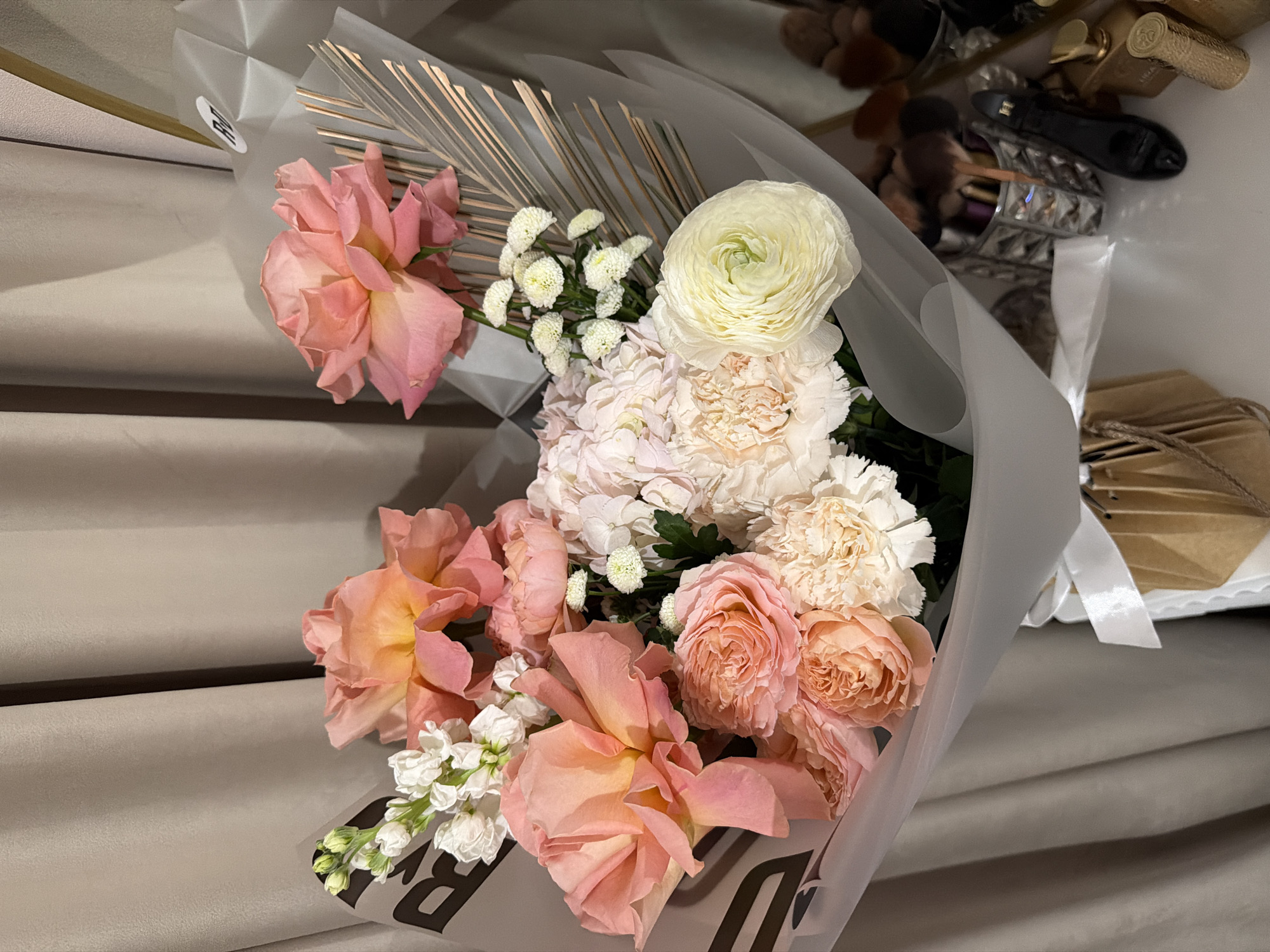 Floral bouquet photographed multiple times in Saint Petersburg