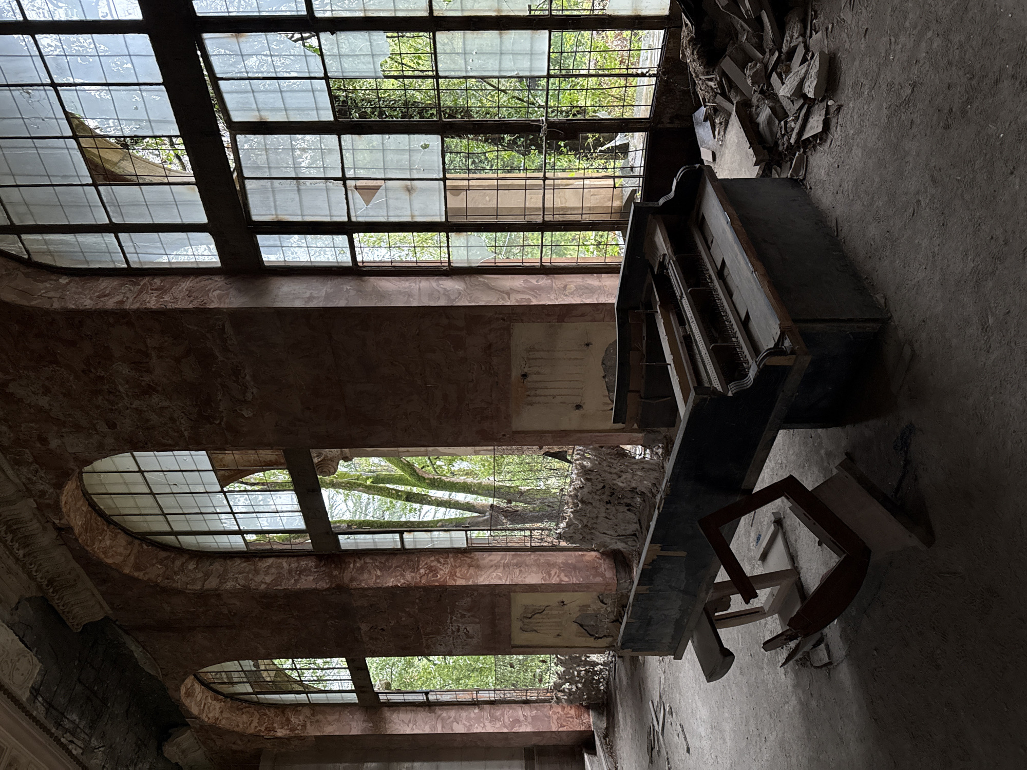 Abandoned theater interior documented in Tskaltubo, Georgia