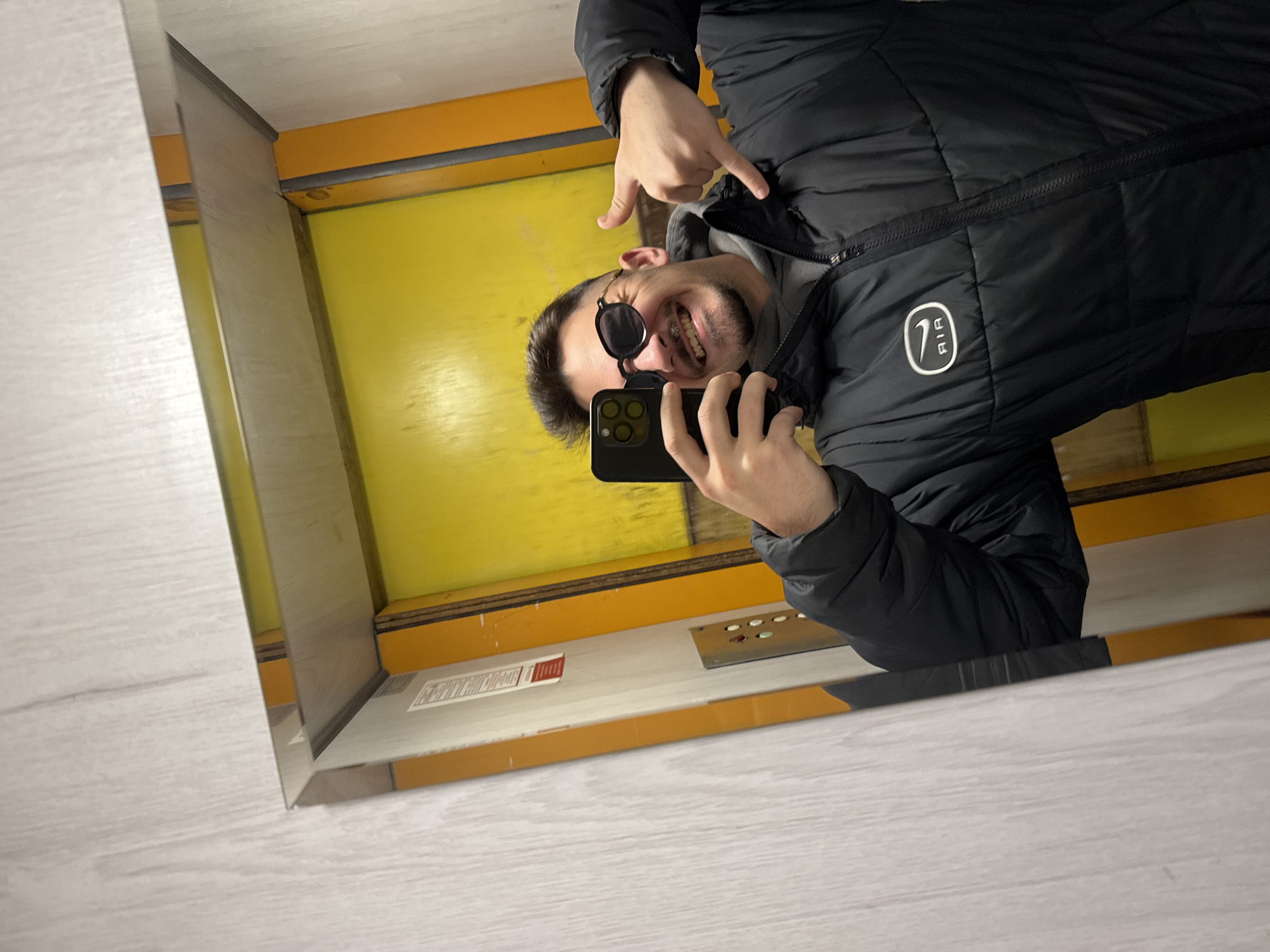 Man Takes Morning Selfie in Sofia Elevator