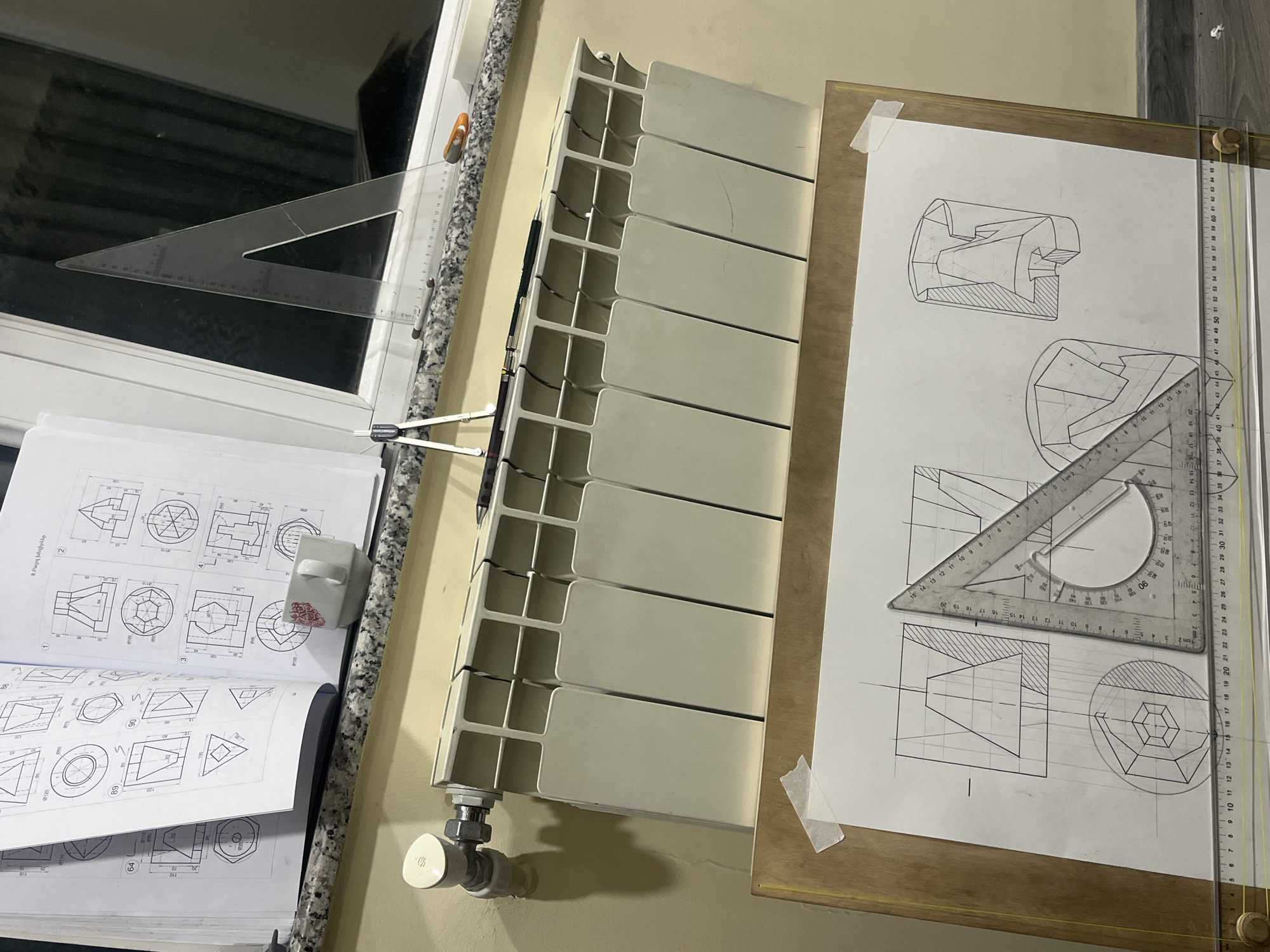 Technical drawing workspace observed in Yerevan, Armenia