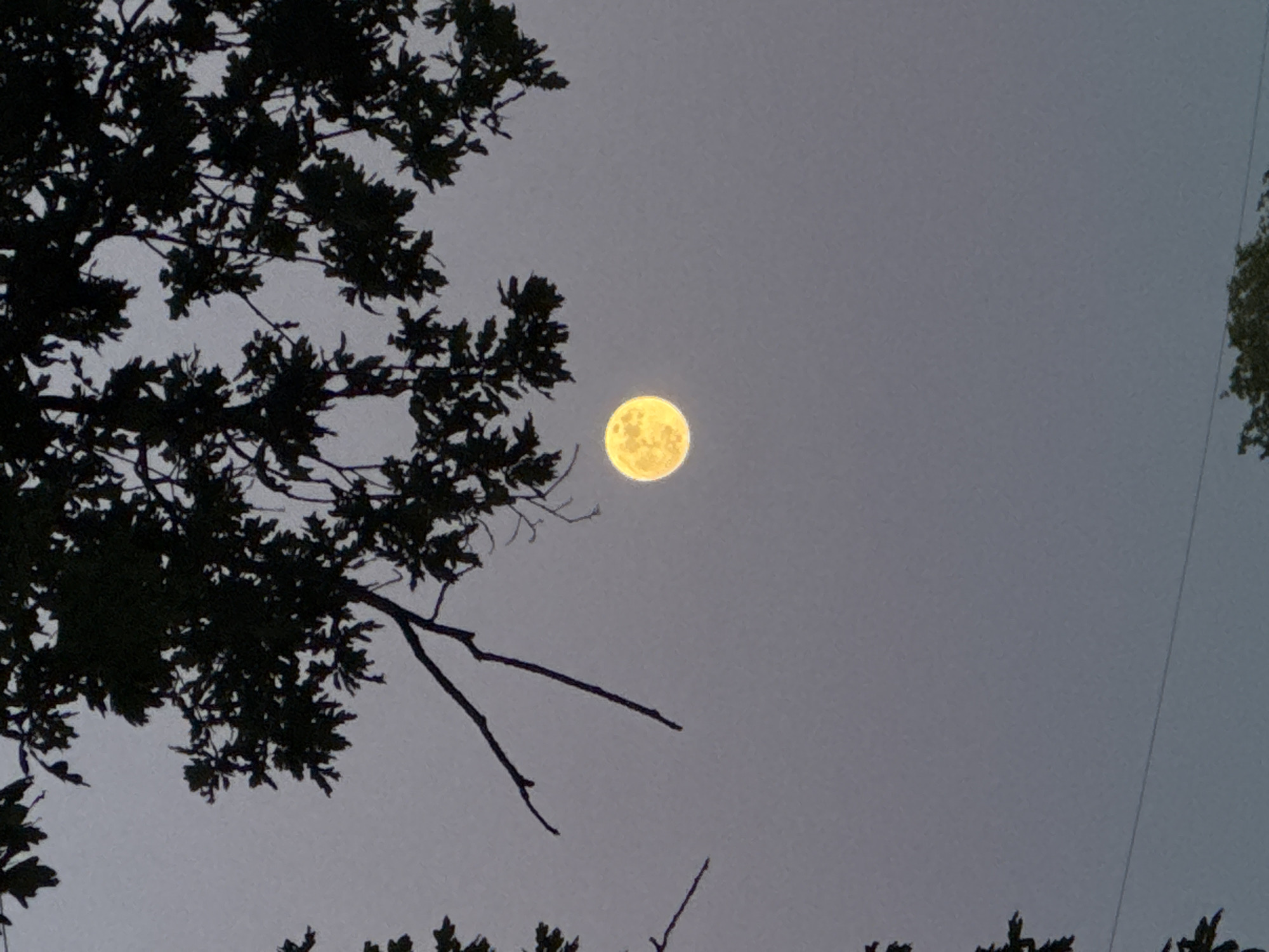Full moon rises over London during golden hour evening