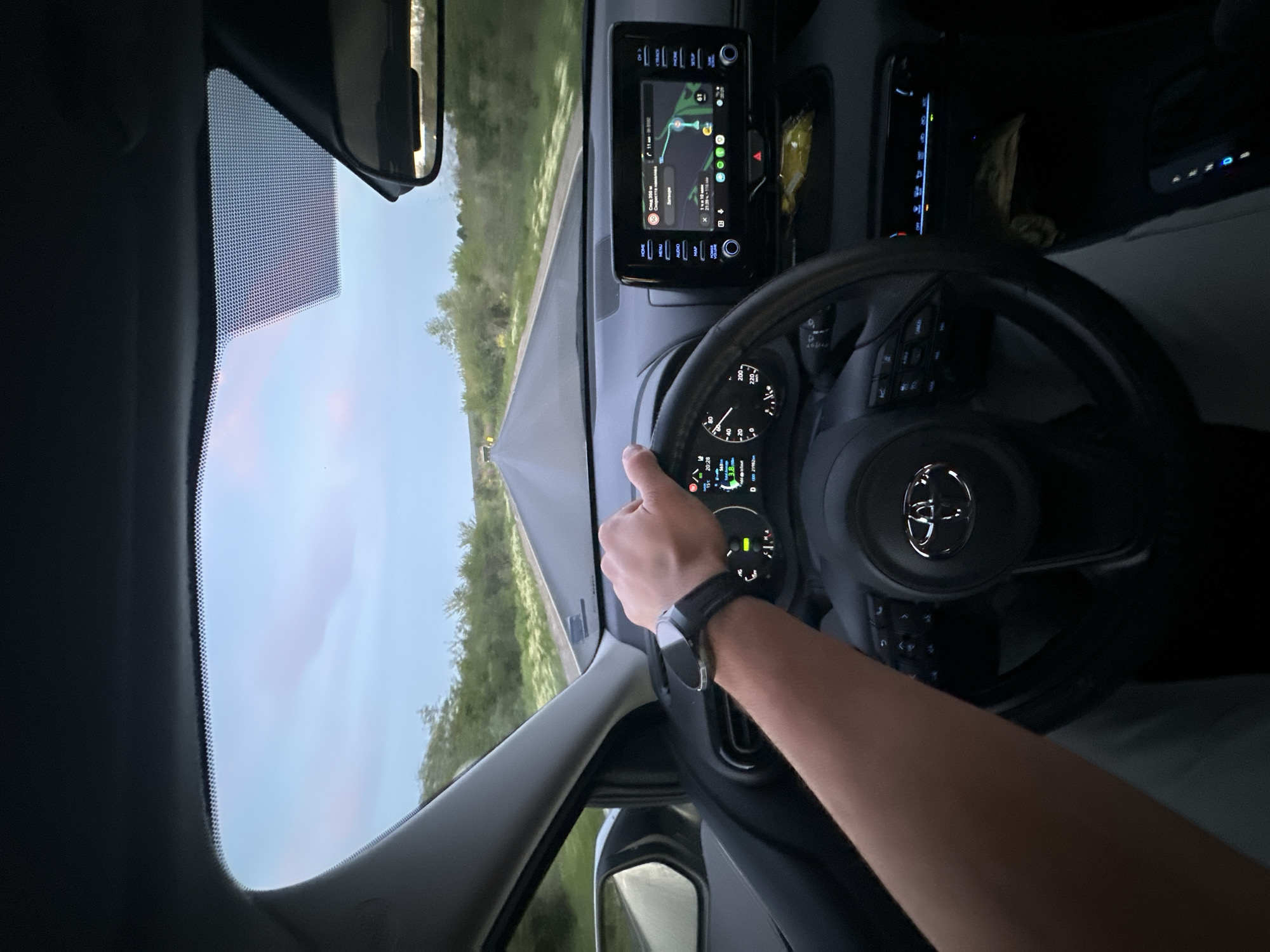 Driver uses navigation system while traveling in Targovishte, Bulgaria