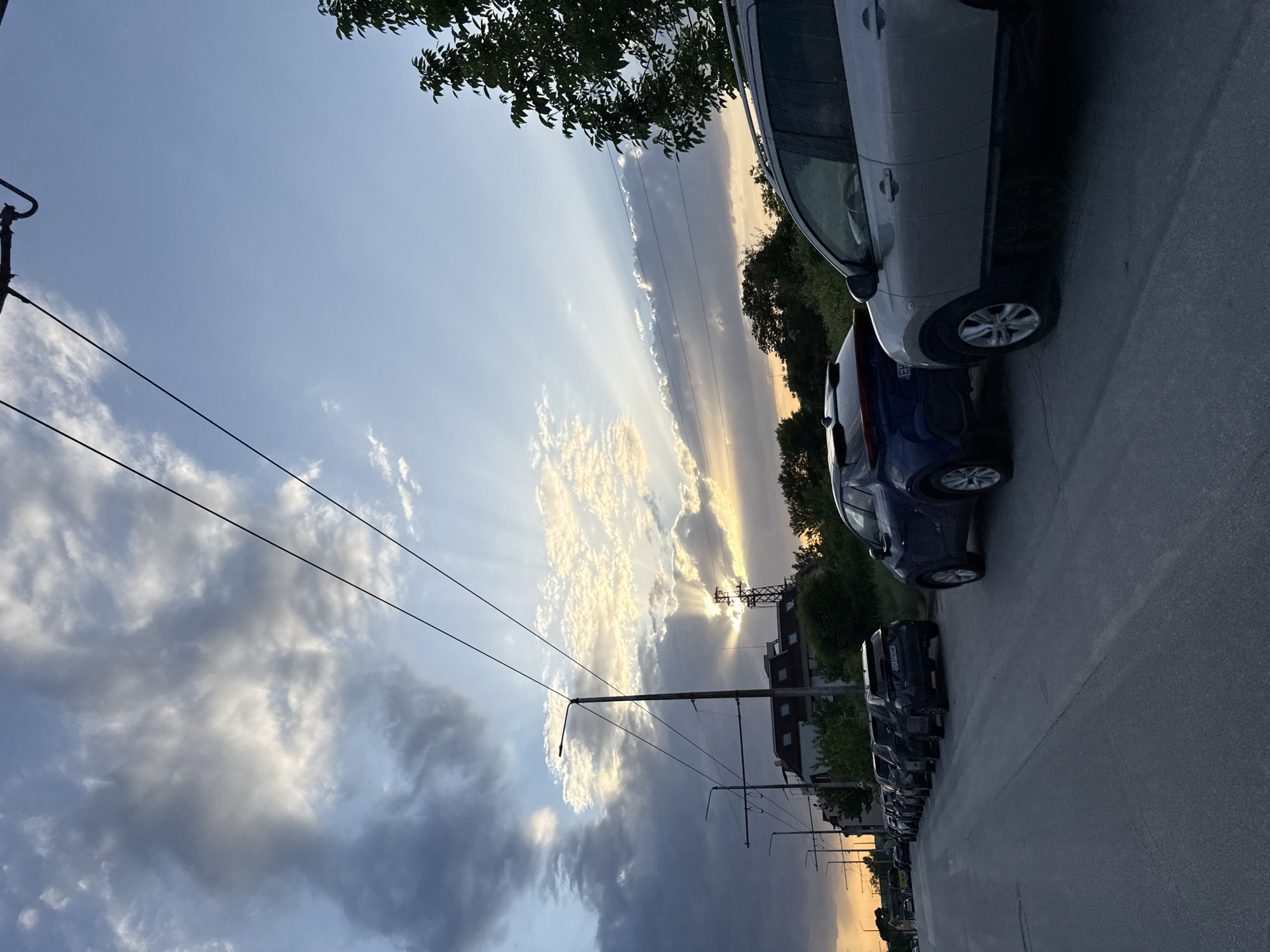 Sunset documented on Pleven street with dramatic cloudy sky